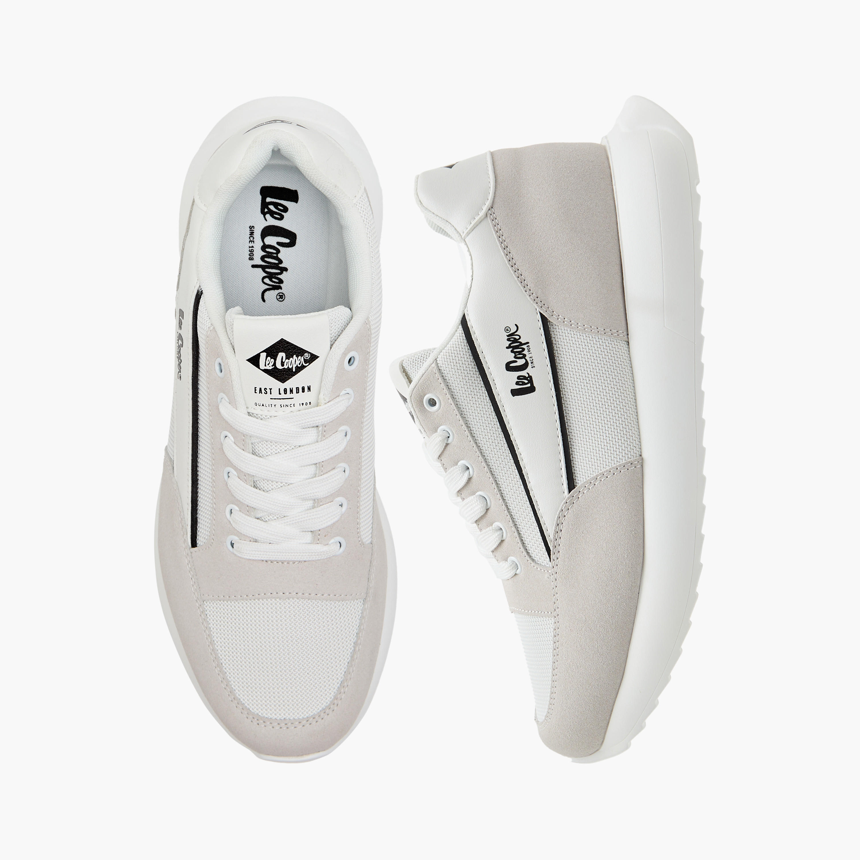 Lee Cooper Men's Logo Print Panelled Lace-Up Sneakers-men-shoes-sneakers-image-1