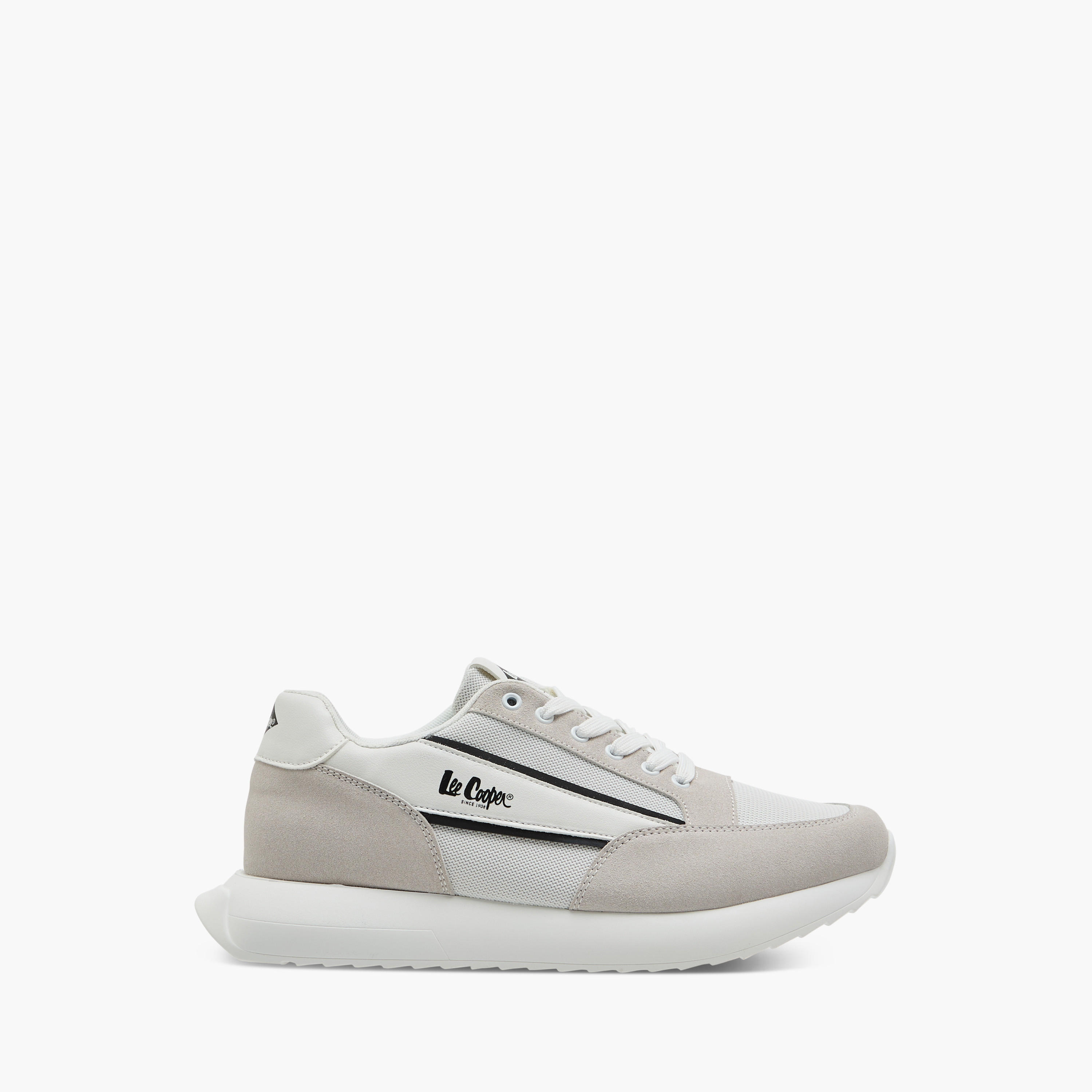 Lee Cooper Men's Logo Print Panelled Lace-Up Sneakers-men-shoes-sneakers-image-3