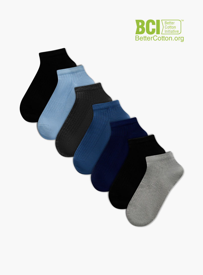 Juniors Textured Ankle Length Socks - Set of 7-girls-accessories-socks-image-1