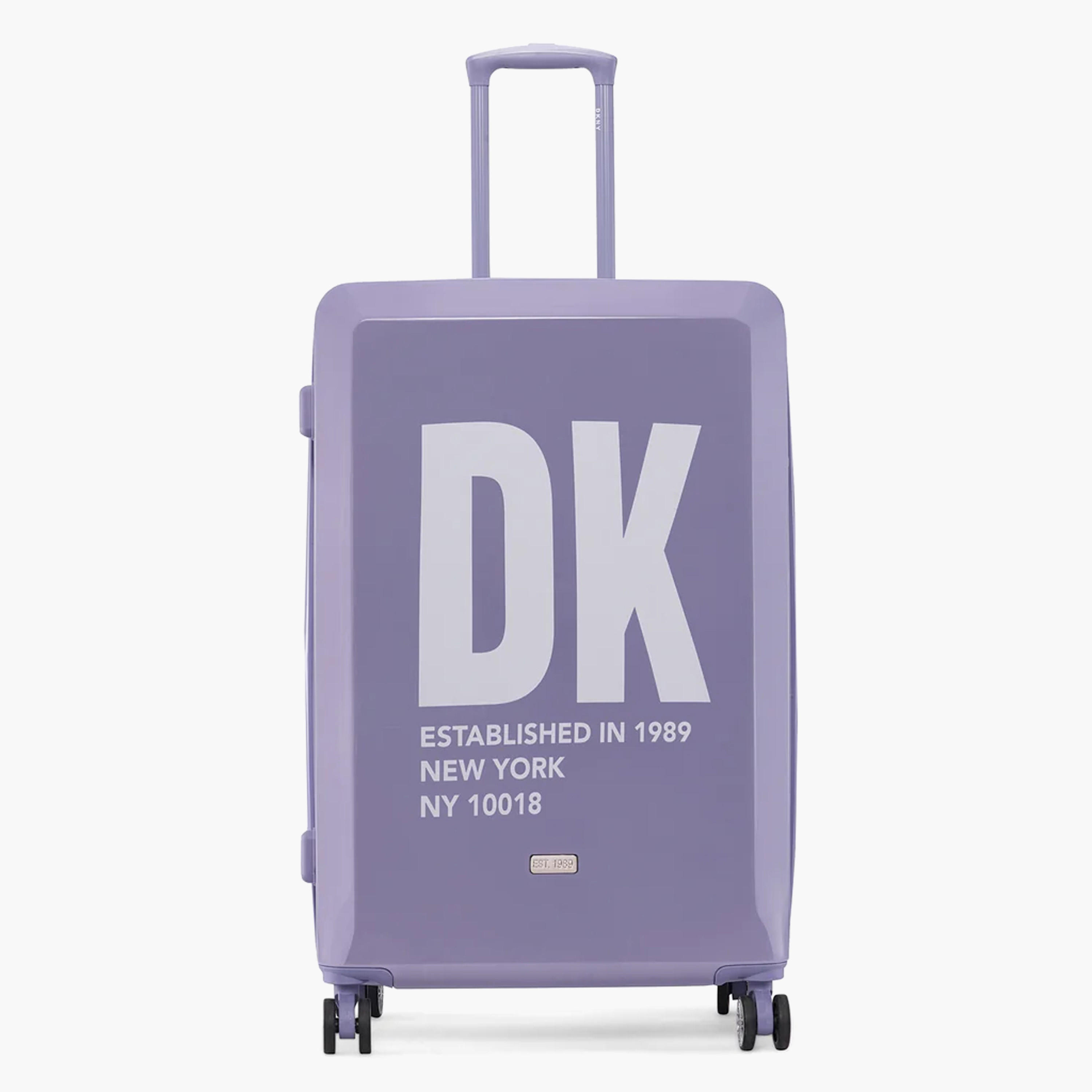 DKNY Logo Print Hardcase Trolley Bag with Retractable Handle - 28 Inches Check-in Bag-travel-luggagesandbags-luggage-image-1