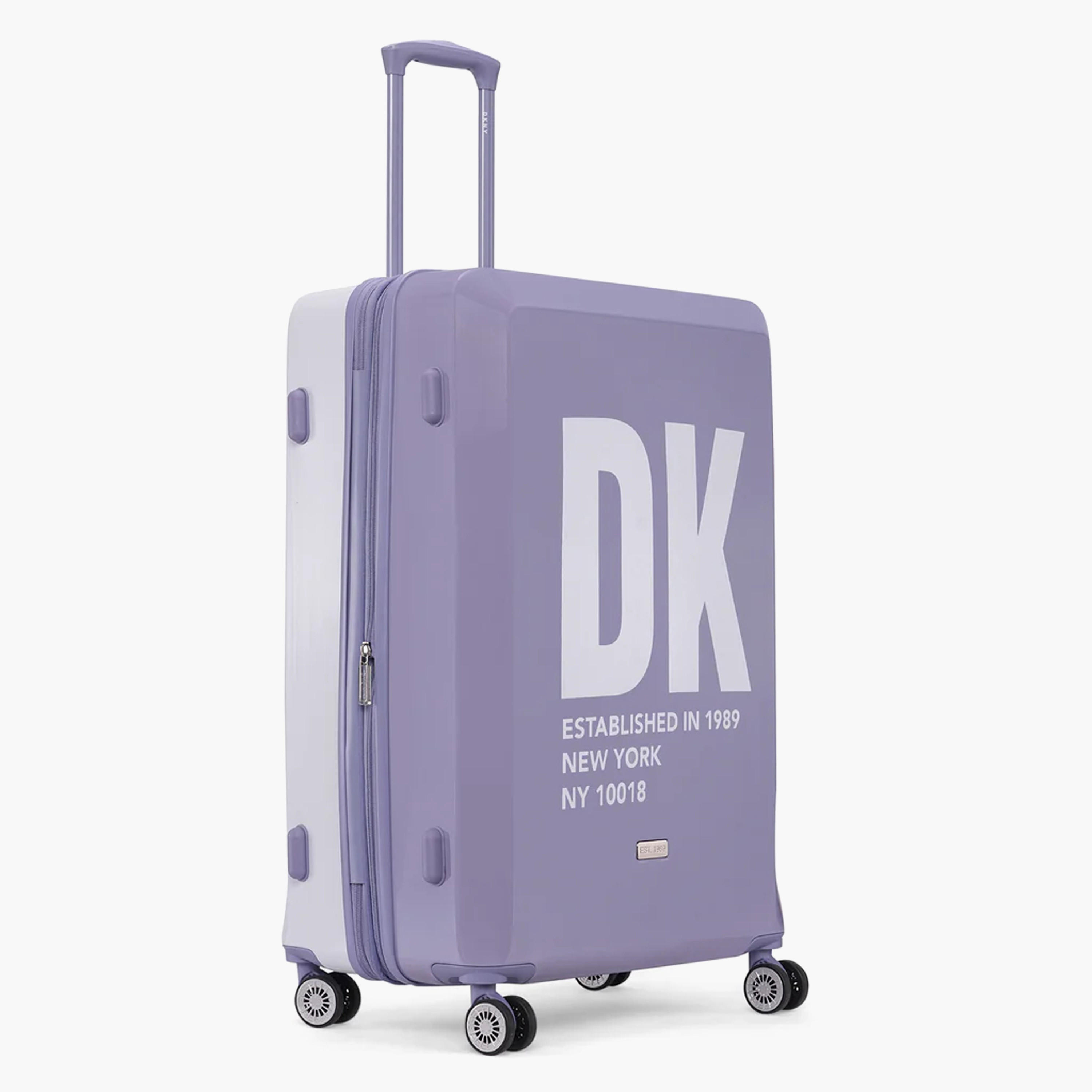 DKNY Logo Print Hardcase Trolley Bag with Retractable Handle - 28 Inches Check-in Bag-travel-luggagesandbags-luggage-image-3