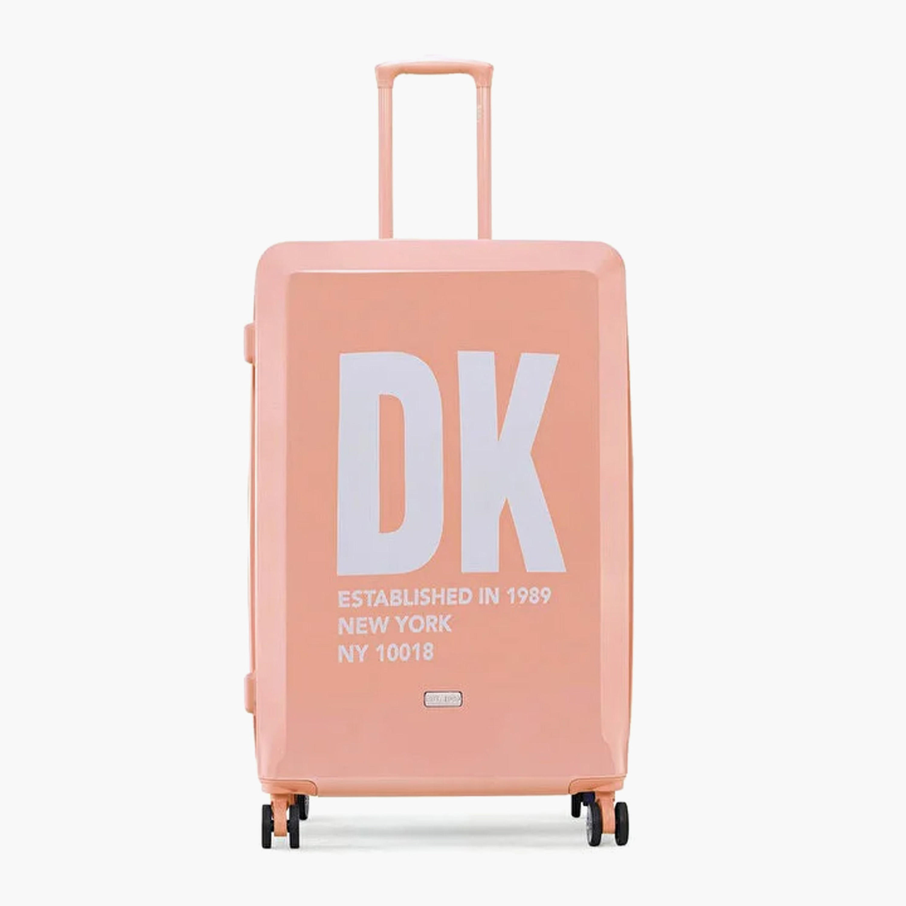 DKNY Logo Print Hardcase Trolley Bag with Retractable Handle - 28 Inches Check-in Bag-travel-luggagesandbags-luggage-image-1