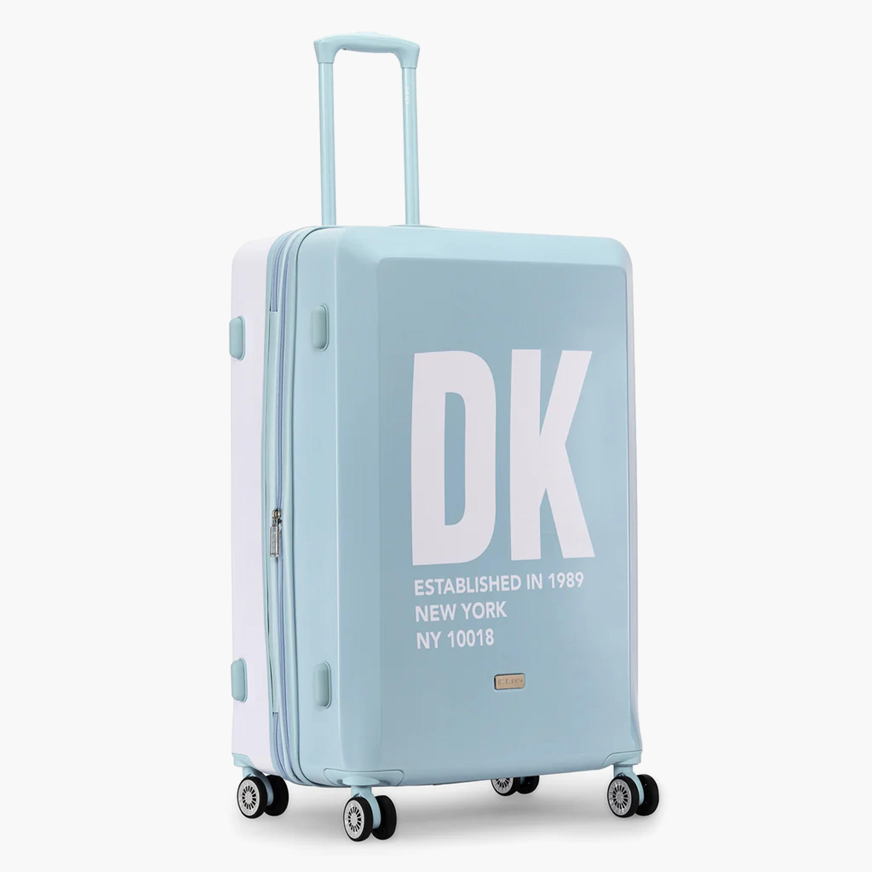 DKNY Logo Print Hardcase Trolley Bag with Retractable Handle - 24 Inches Check-in Bag-travel-luggagesandbags-luggage-image-3