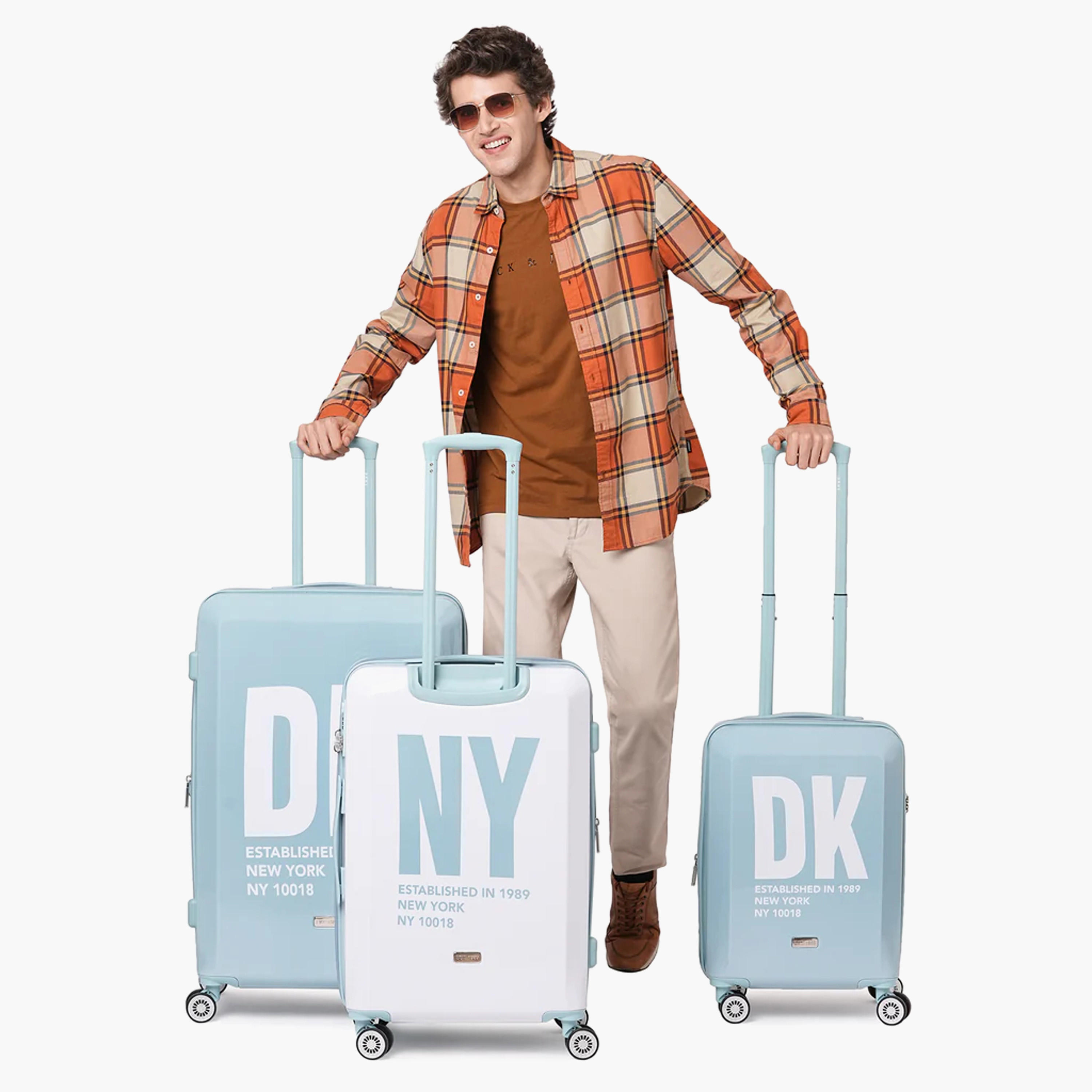 DKNY Logo Print Hardcase Trolley Bag with Retractable Handle - 24 Inches Check-in Bag-travel-luggagesandbags-luggage-image-11