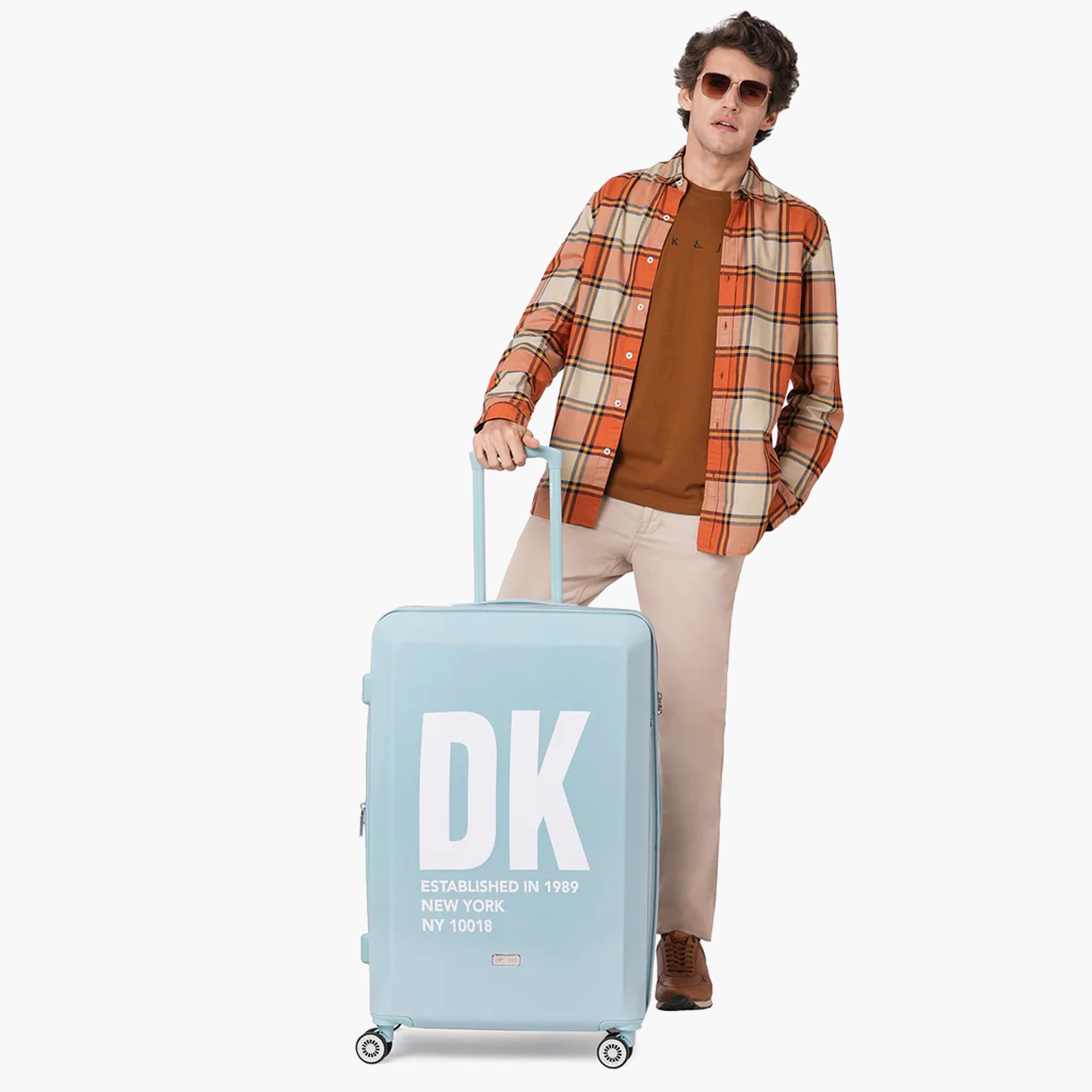 DKNY Logo Print Hardcase Trolley Bag with Retractable Handle - 24 Inches Check-in Bag-travel-luggagesandbags-luggage-image-2
