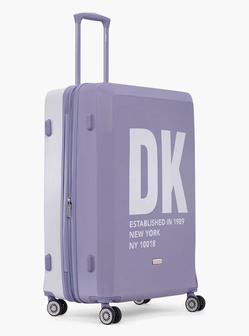 DKNY Logo Print Hardcase Trolley Bag with Retractable Handle - 24 Inches Check-in Bag-travel-luggagesandbags-luggage-image-3
