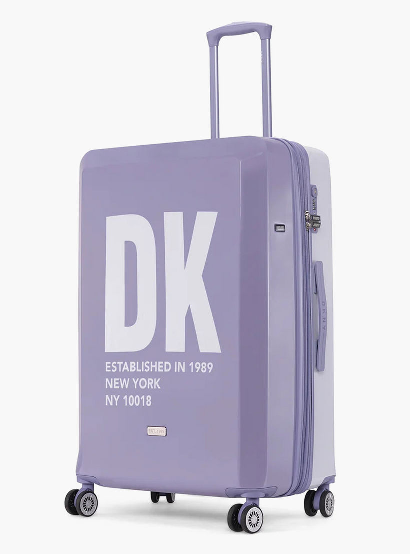 DKNY Logo Print Hardcase Trolley Bag with Retractable Handle - 24 Inches Check-in Bag-travel-luggagesandbags-luggage-image-4