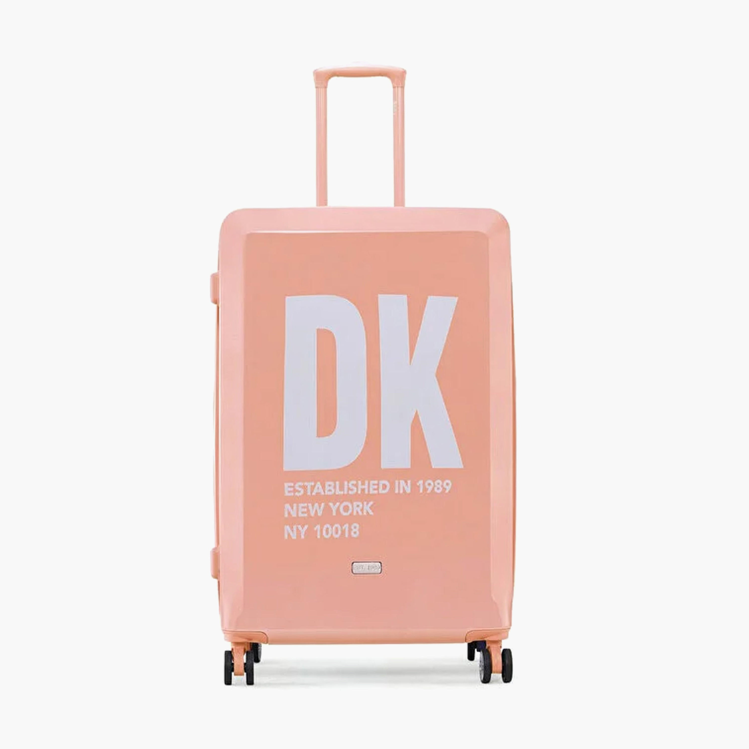 DKNY Logo Print Hardcase Trolley Bag with Retractable Handle - 24 Inches Check-in Bag-travel-luggagesandbags-luggage-image-1