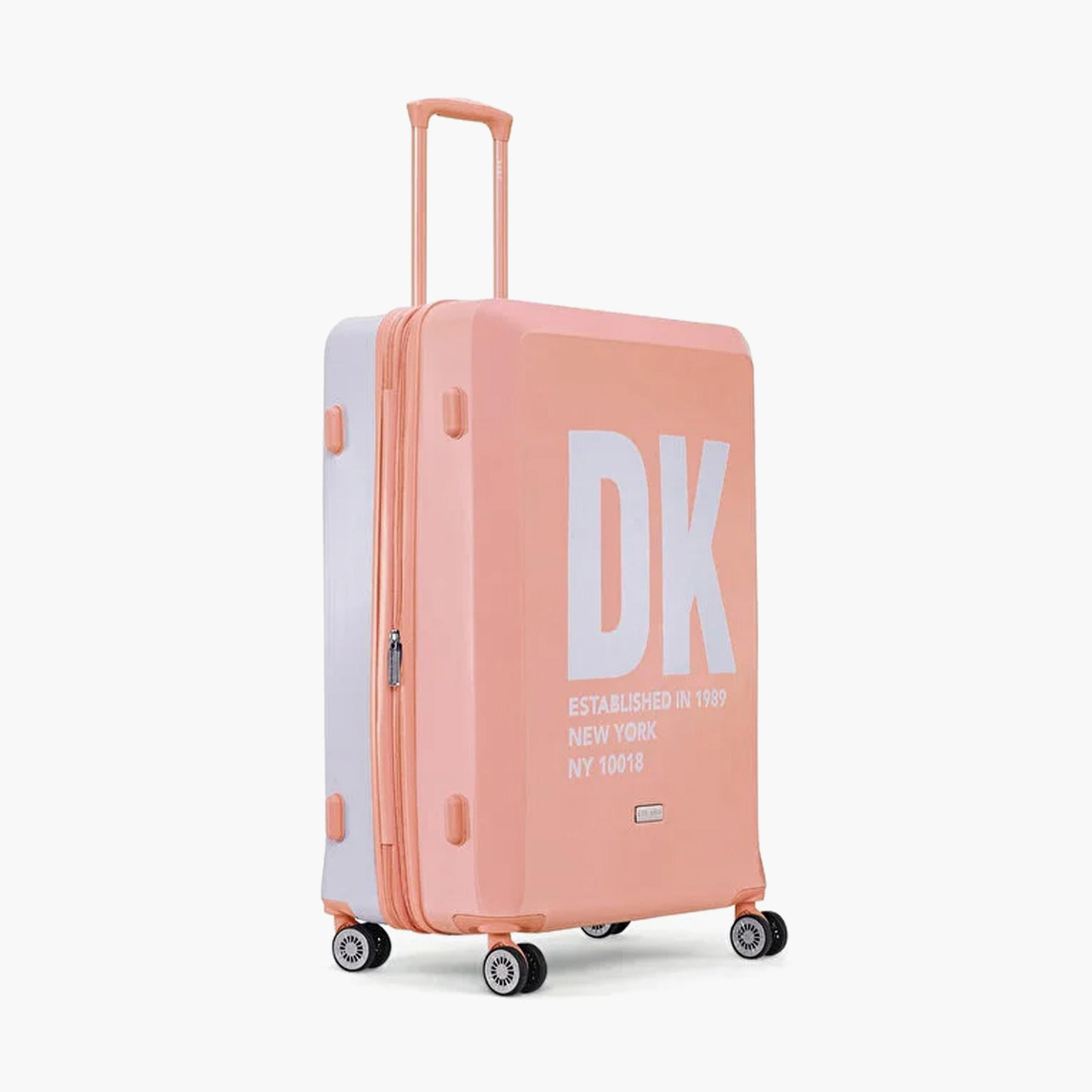 DKNY Logo Print Hardcase Trolley Bag with Retractable Handle - 24 Inches Check-in Bag-travel-luggagesandbags-luggage-image-2