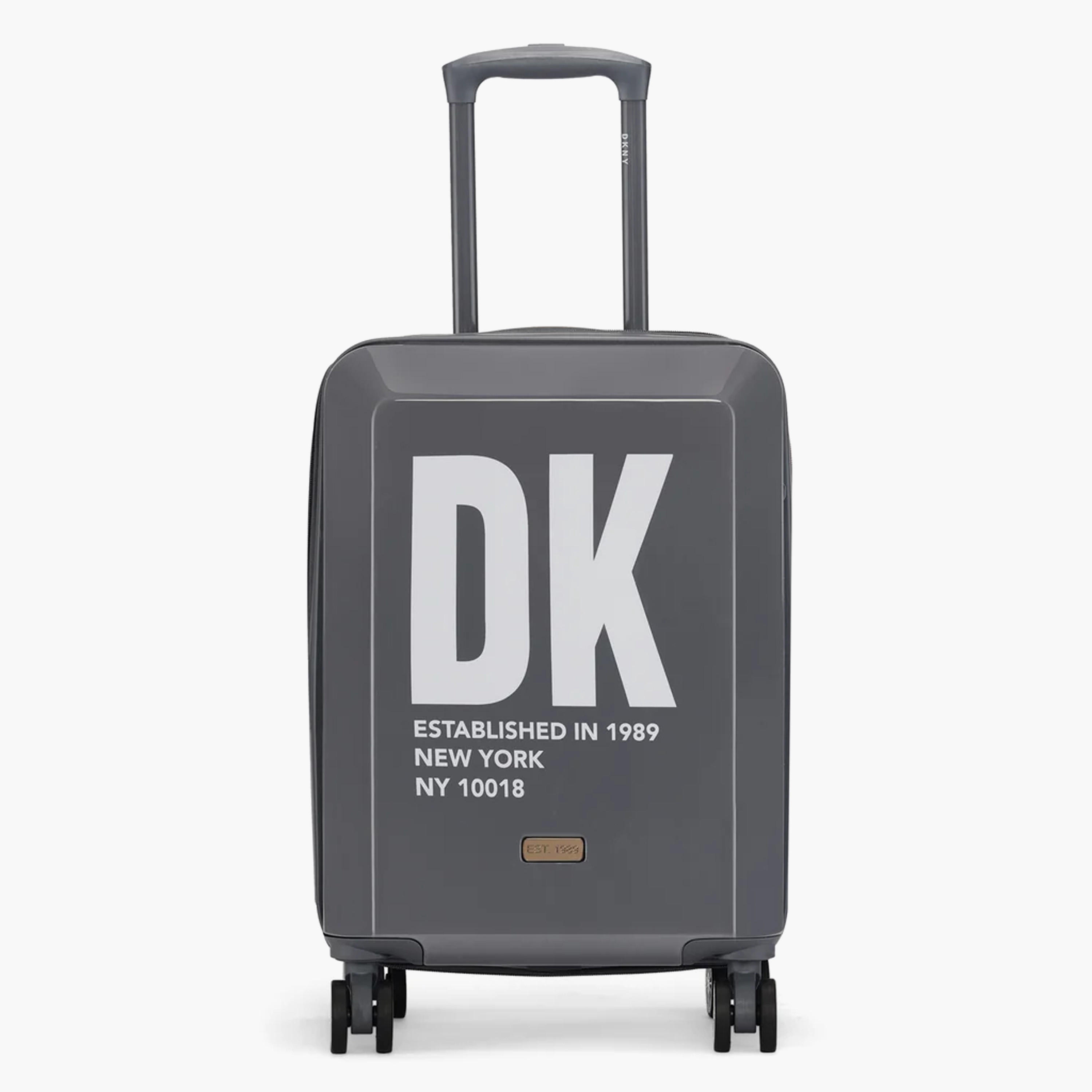 DKNY Logo Print Hardcase Trolley Bag with Retractable Handle - 20 Inches Check-in Bag-travel-luggagesandbags-luggage-image-1
