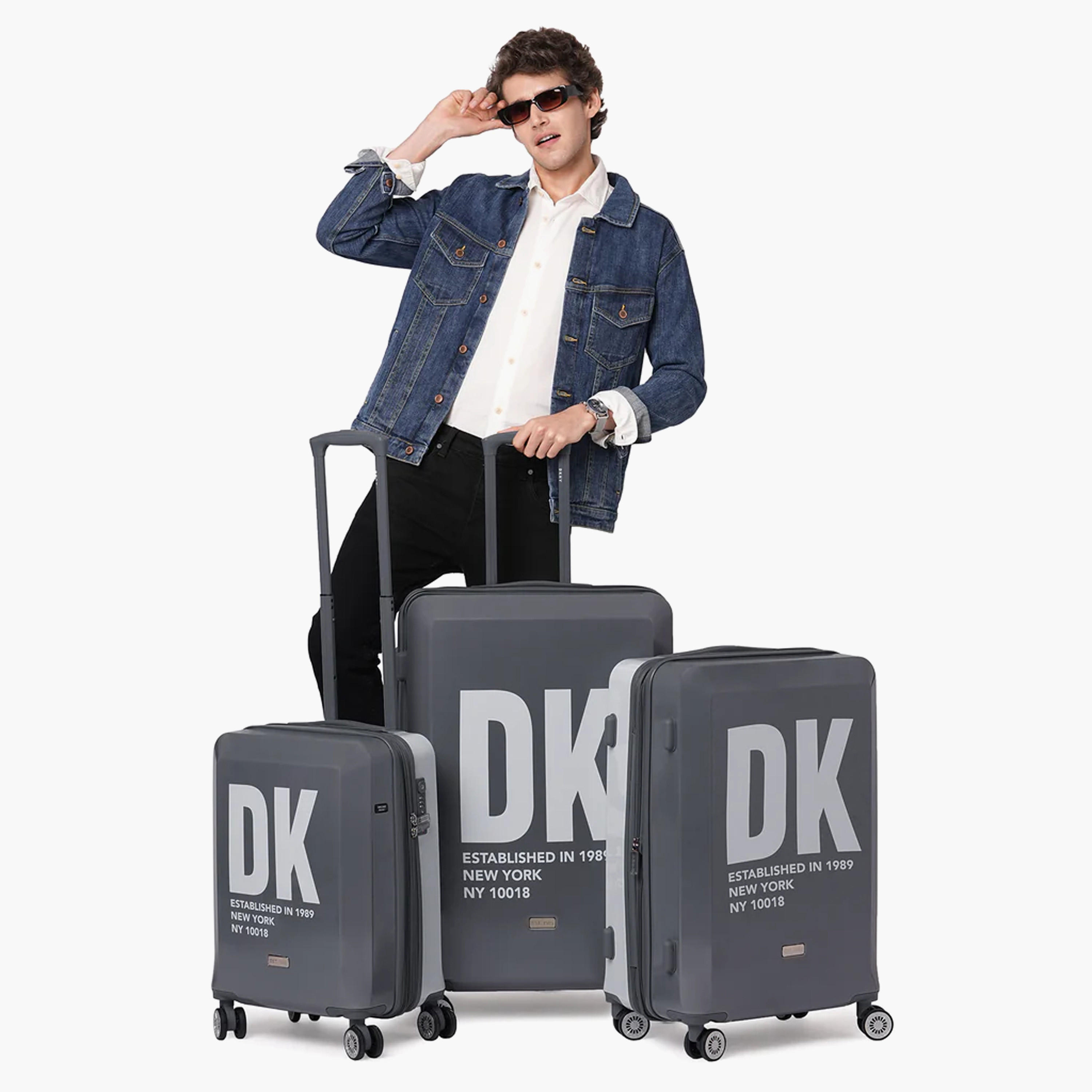 DKNY Logo Print Hardcase Trolley Bag with Retractable Handle - 20 Inches Check-in Bag-travel-luggagesandbags-luggage-image-10