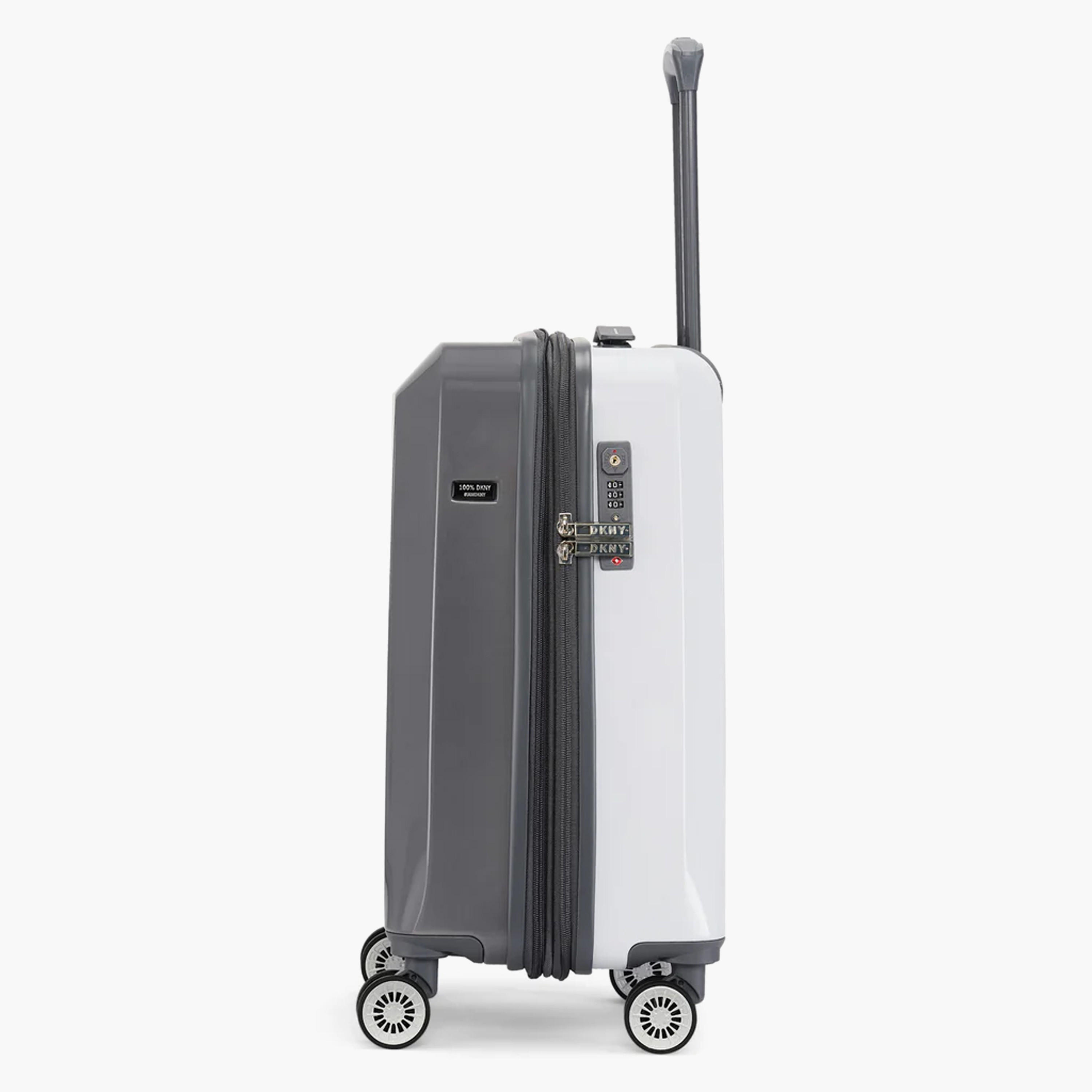 DKNY Logo Print Hardcase Trolley Bag with Retractable Handle - 20 Inches Check-in Bag-travel-luggagesandbags-luggage-image-7