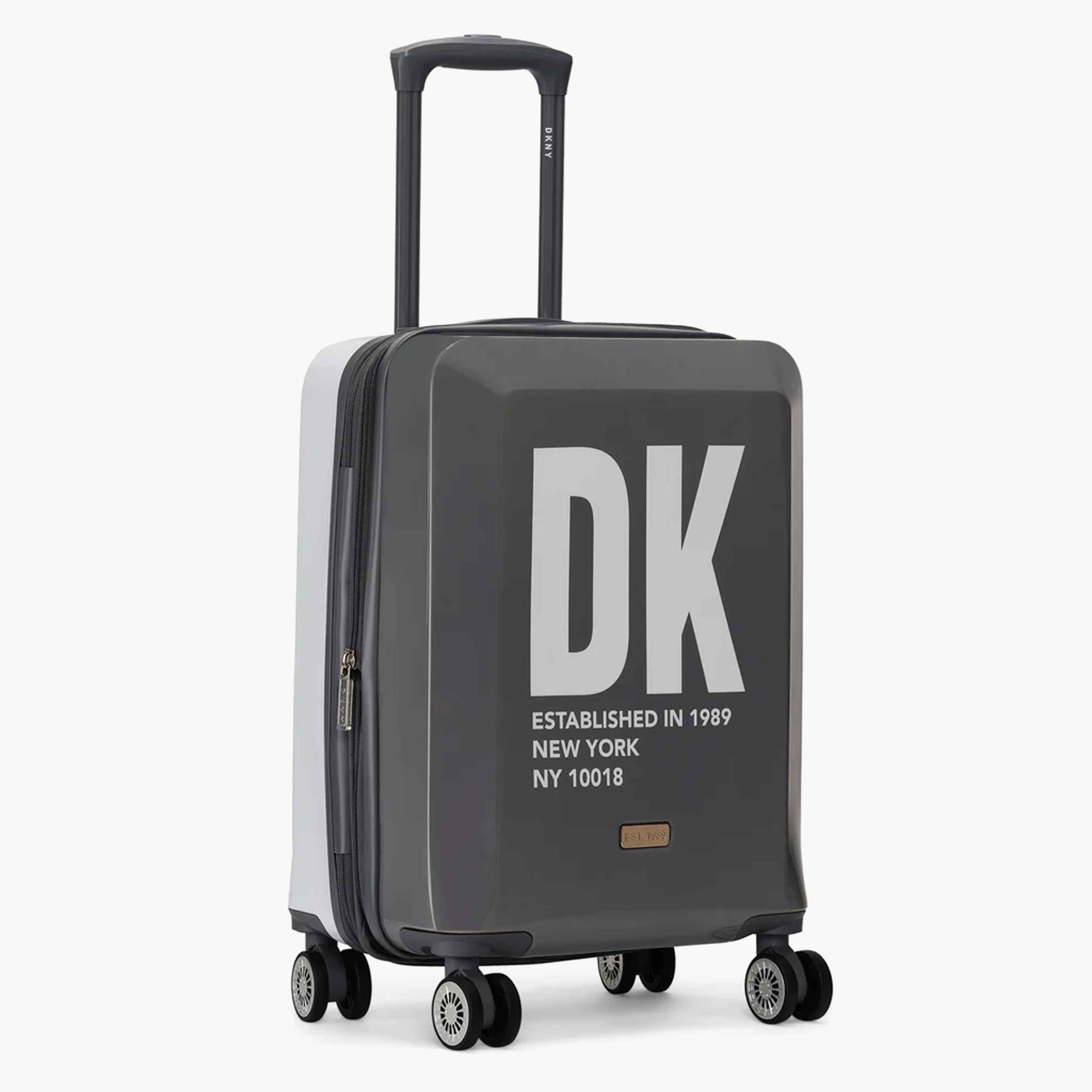 DKNY Logo Print Hardcase Trolley Bag with Retractable Handle - 20 Inches Check-in Bag-travel-luggagesandbags-luggage-image-4