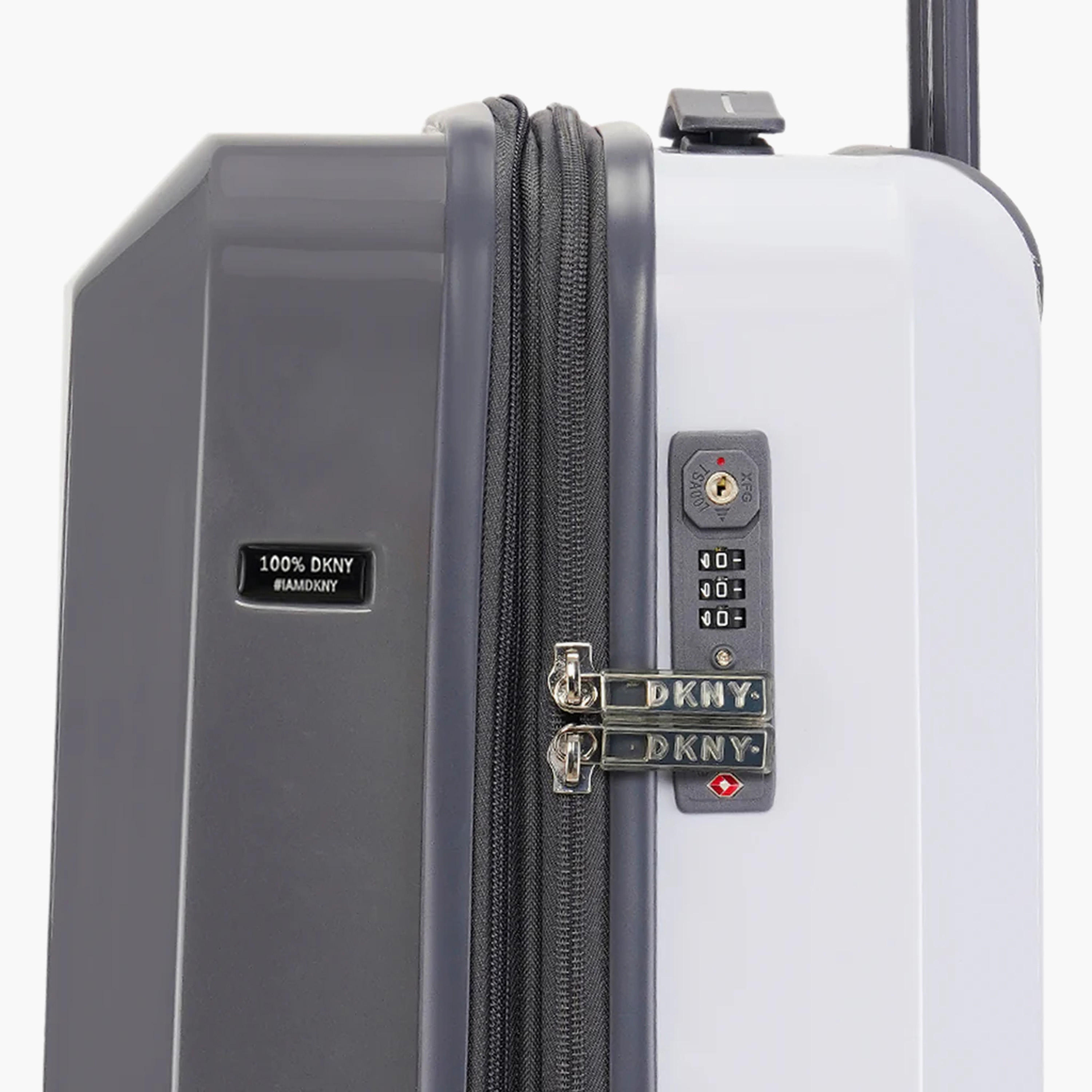 DKNY Logo Print Hardcase Trolley Bag with Retractable Handle - 20 Inches Check-in Bag-travel-luggagesandbags-luggage-image-5