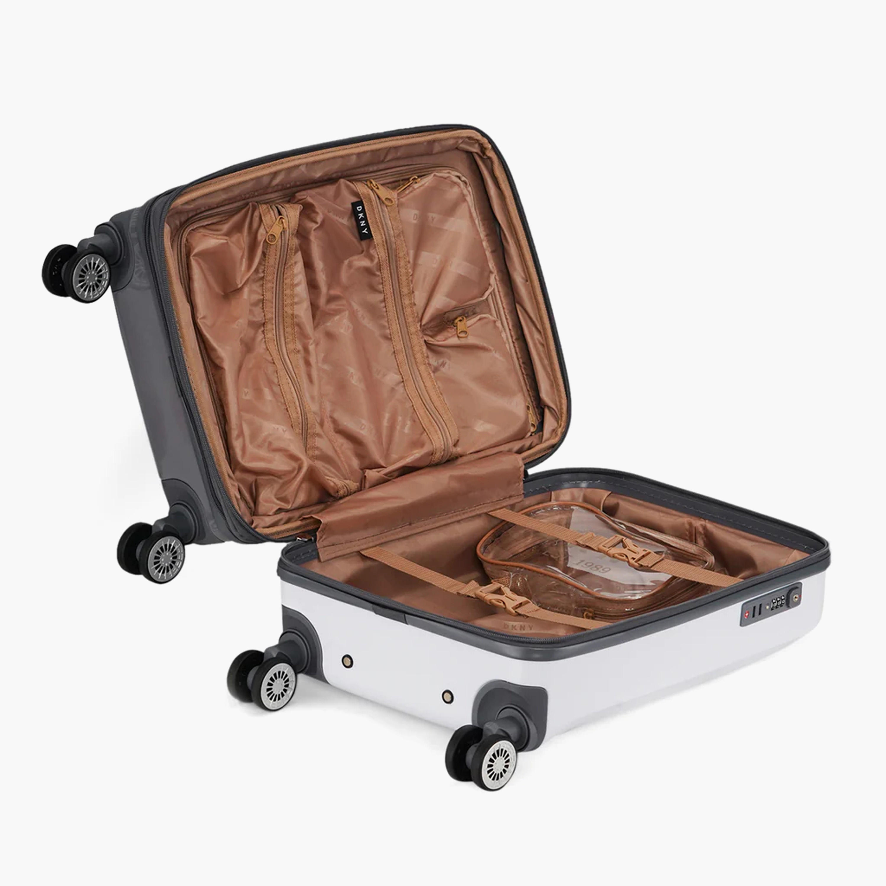 DKNY Logo Print Hardcase Trolley Bag with Retractable Handle - 20 Inches Check-in Bag-travel-luggagesandbags-luggage-image-6