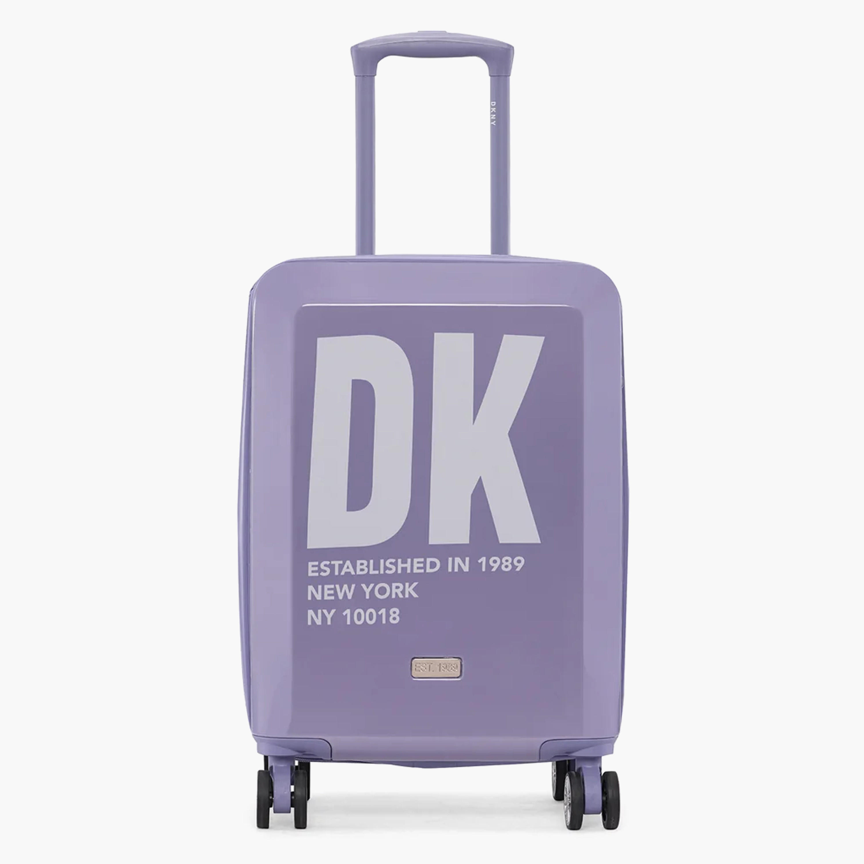 DKNY Logo Print Hardcase Trolley Bag with Retractable Handle - 20 Inches Check-in Bag-travel-luggagesandbags-luggage-image-1