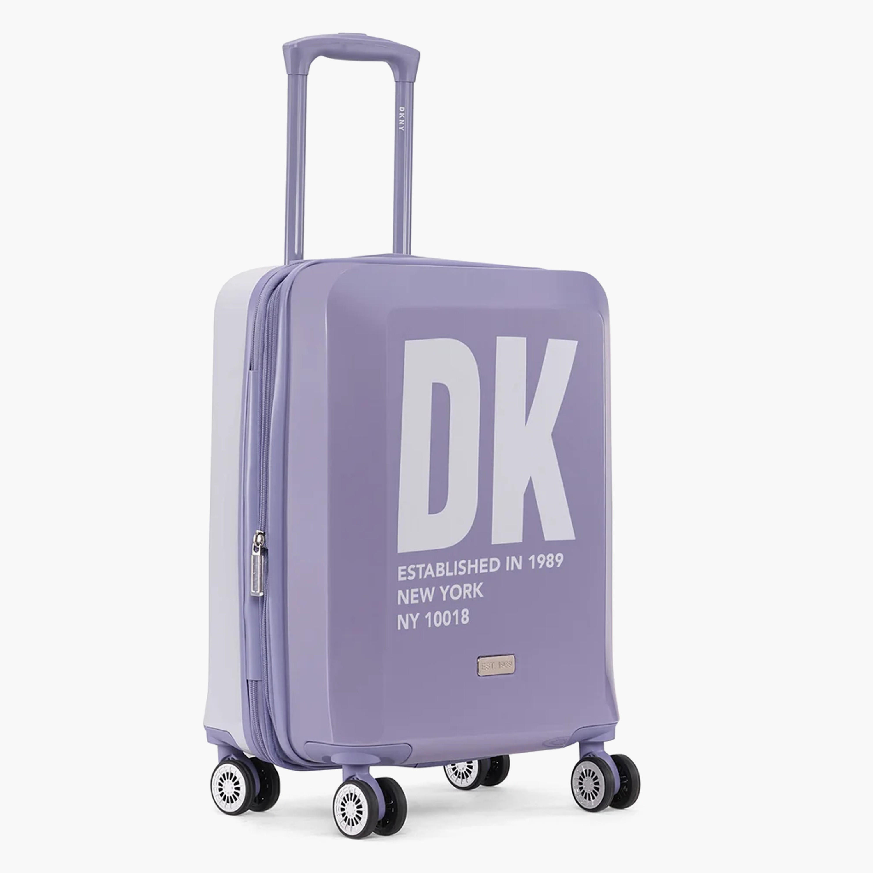 DKNY Logo Print Hardcase Trolley Bag with Retractable Handle - 20 Inches Check-in Bag-travel-luggagesandbags-luggage-image-4
