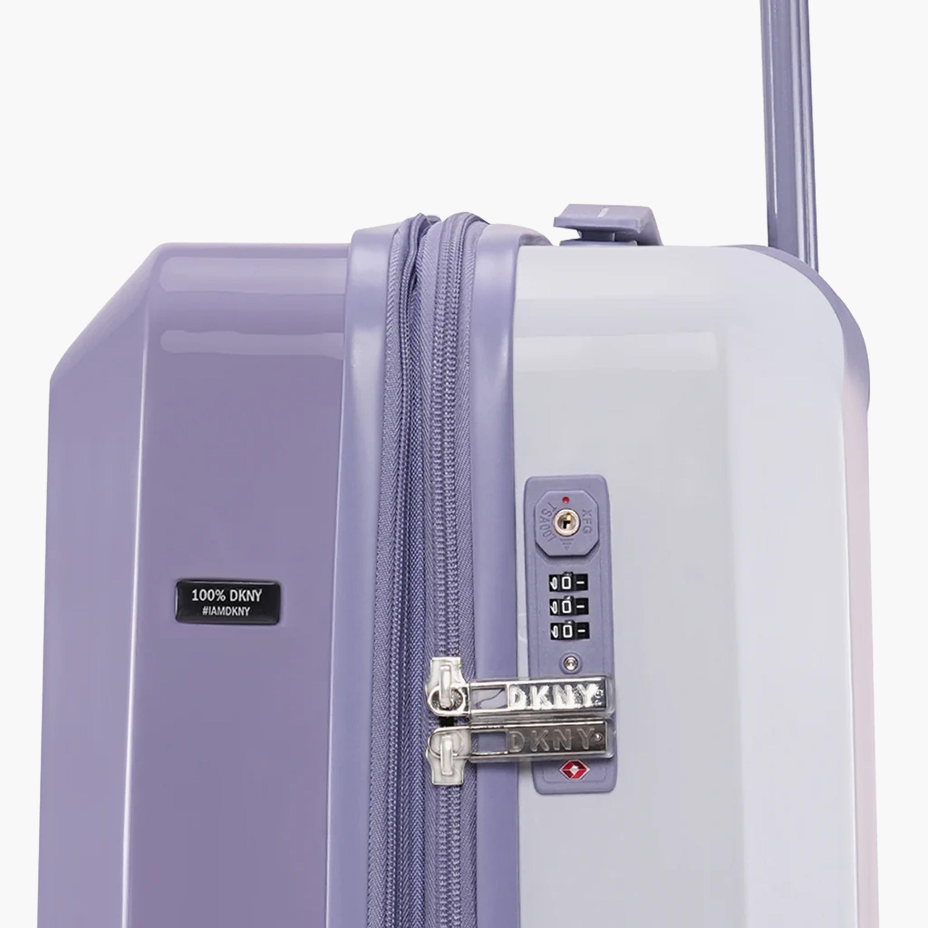 DKNY Logo Print Hardcase Trolley Bag with Retractable Handle - 20 Inches Check-in Bag-travel-luggagesandbags-luggage-image-5