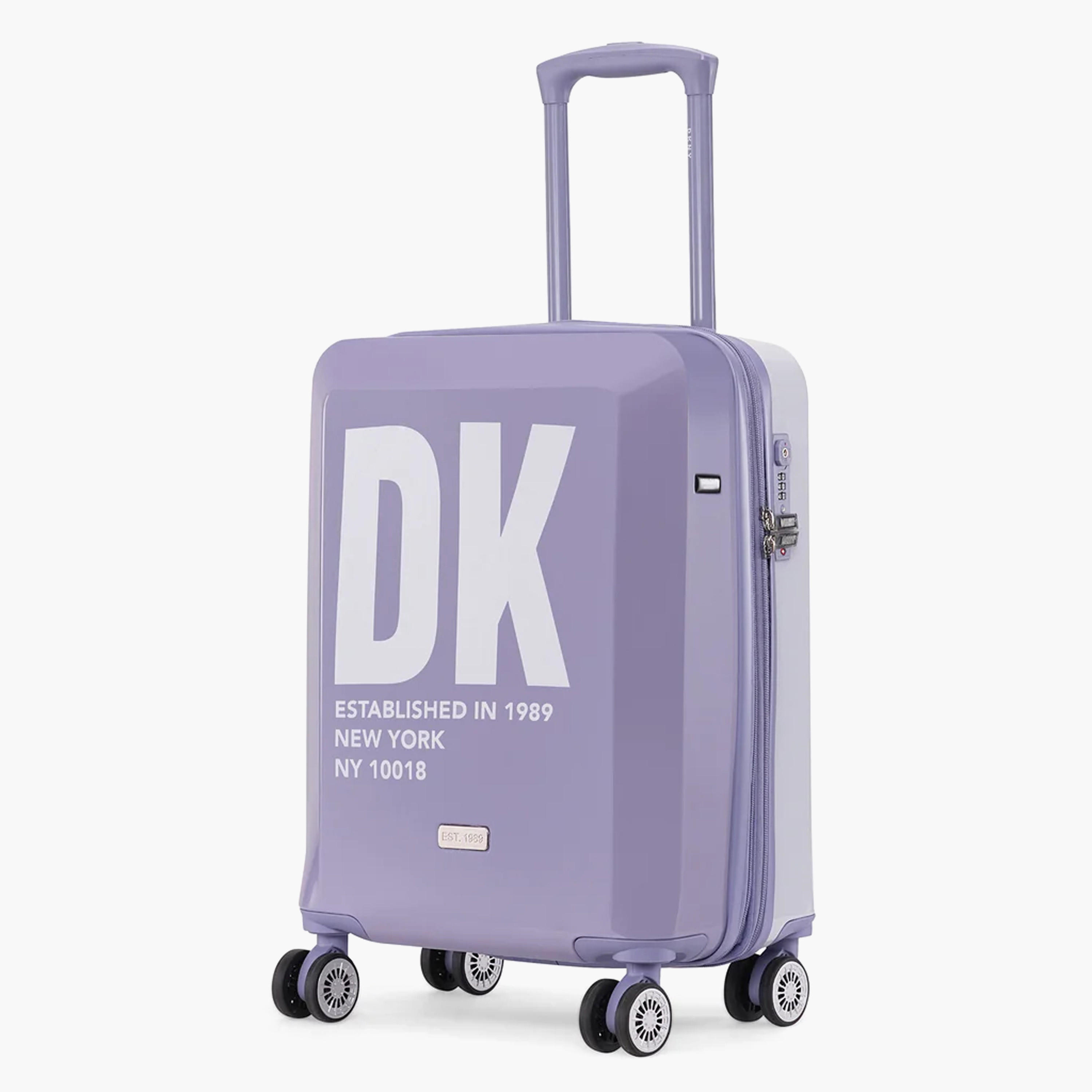 DKNY Logo Print Hardcase Trolley Bag with Retractable Handle - 20 Inches Check-in Bag-travel-luggagesandbags-luggage-image-3