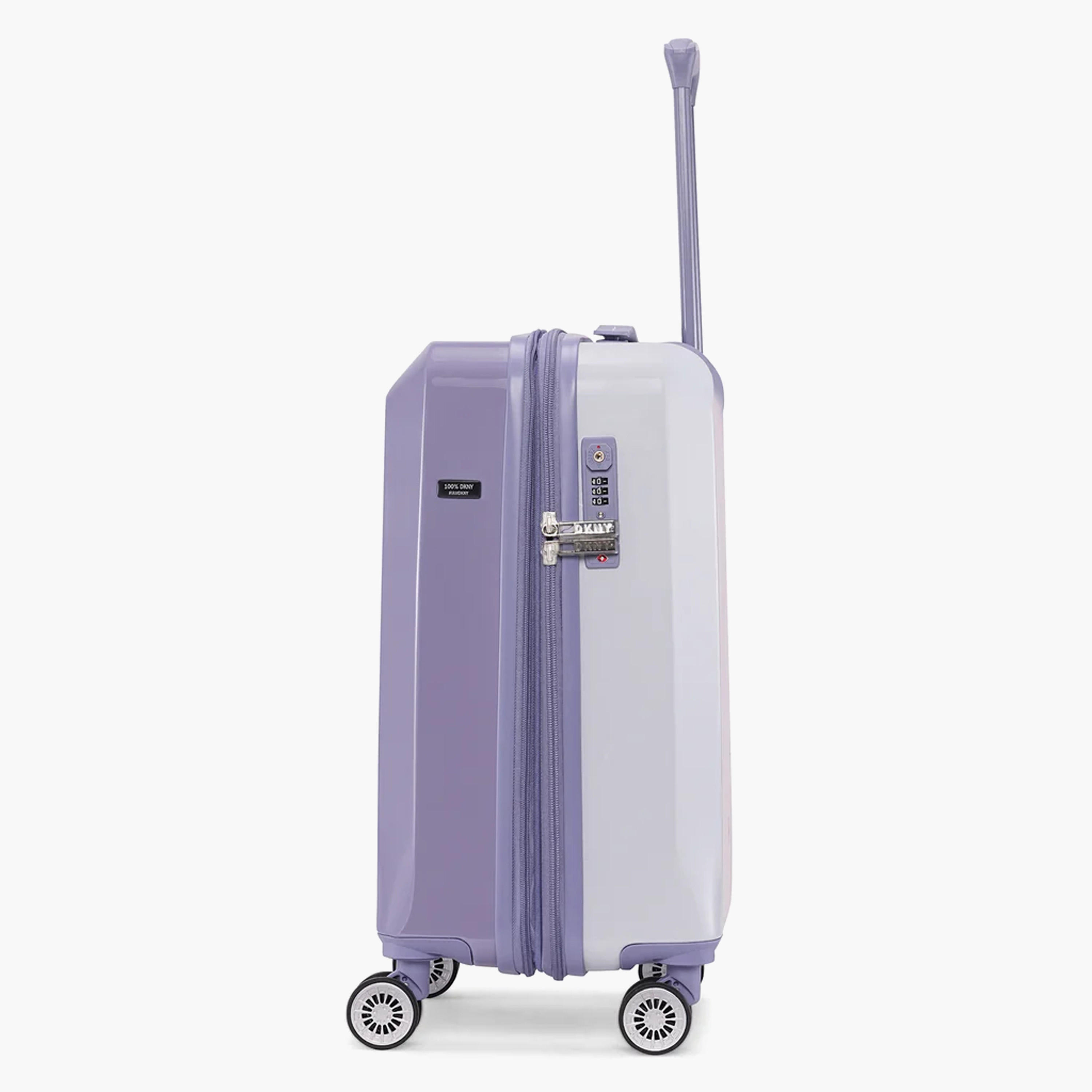 DKNY Logo Print Hardcase Trolley Bag with Retractable Handle - 20 Inches Check-in Bag-travel-luggagesandbags-luggage-image-7