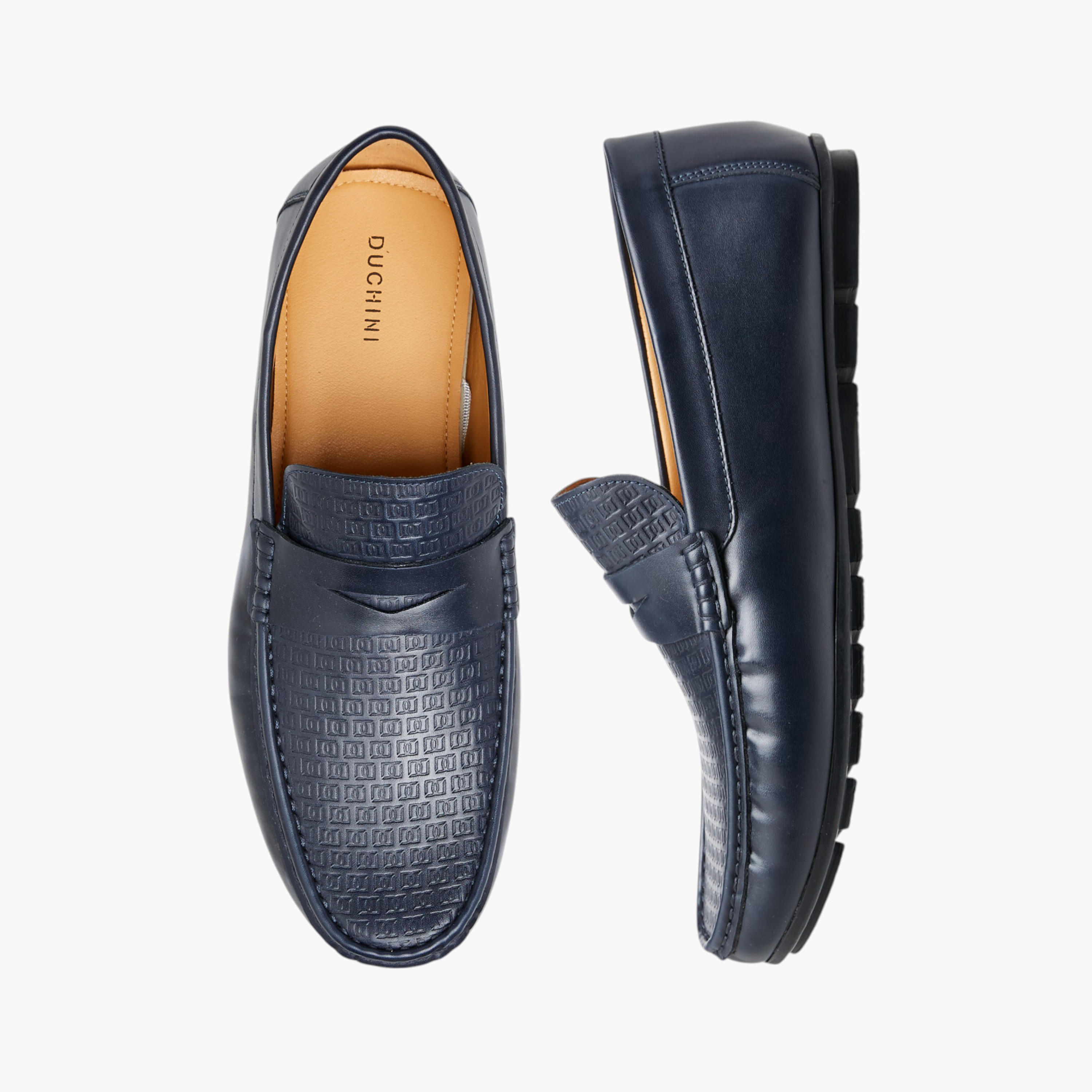Duchini Men's Logo Embossed Slip-On Moccasins-men-shoes-loafersandmoccasins-image-1
