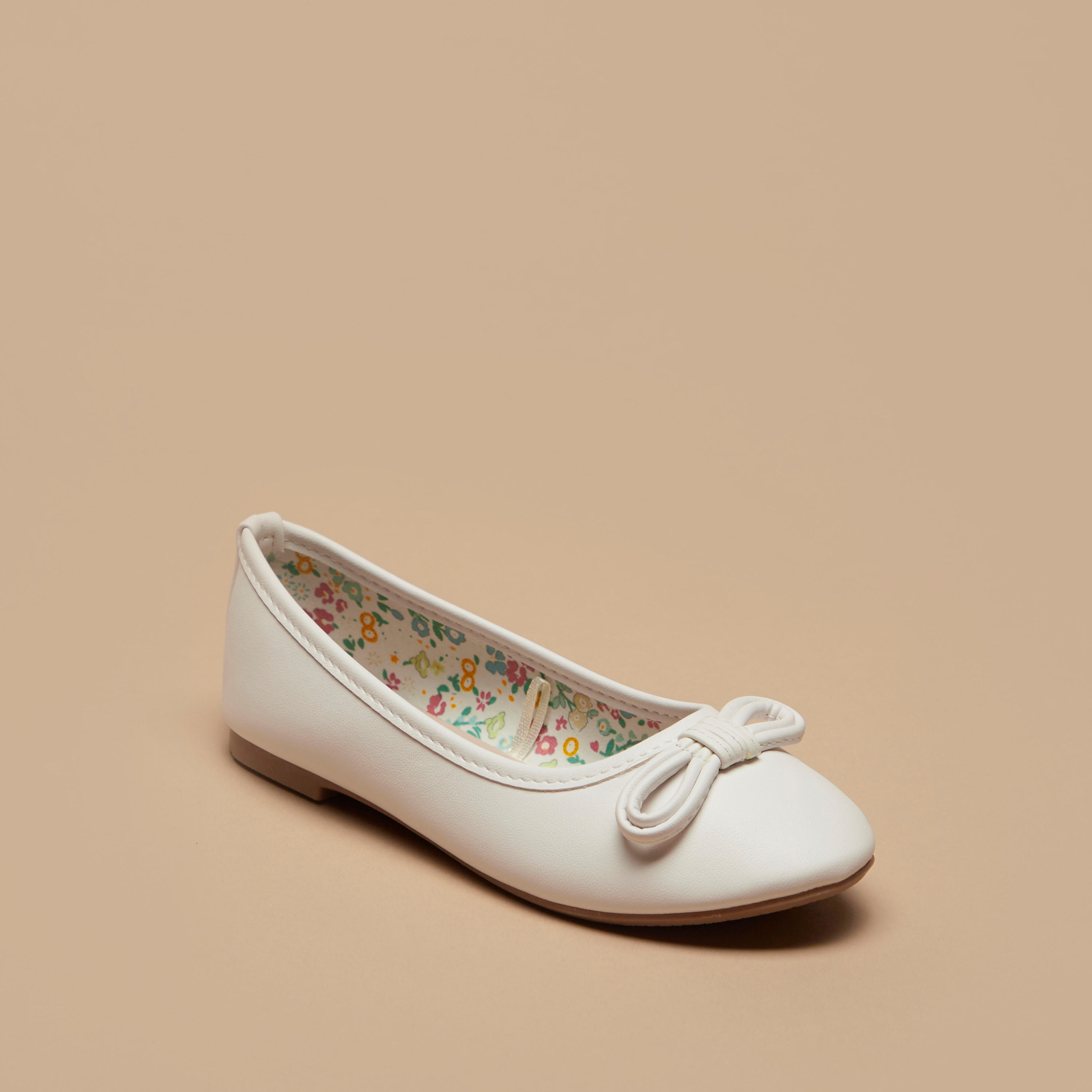 حذاء باليرينا سادة سهل الارتداء مزين بفيونكة من فلورا بيلا-girls-shoes-ballerinas-image-1
