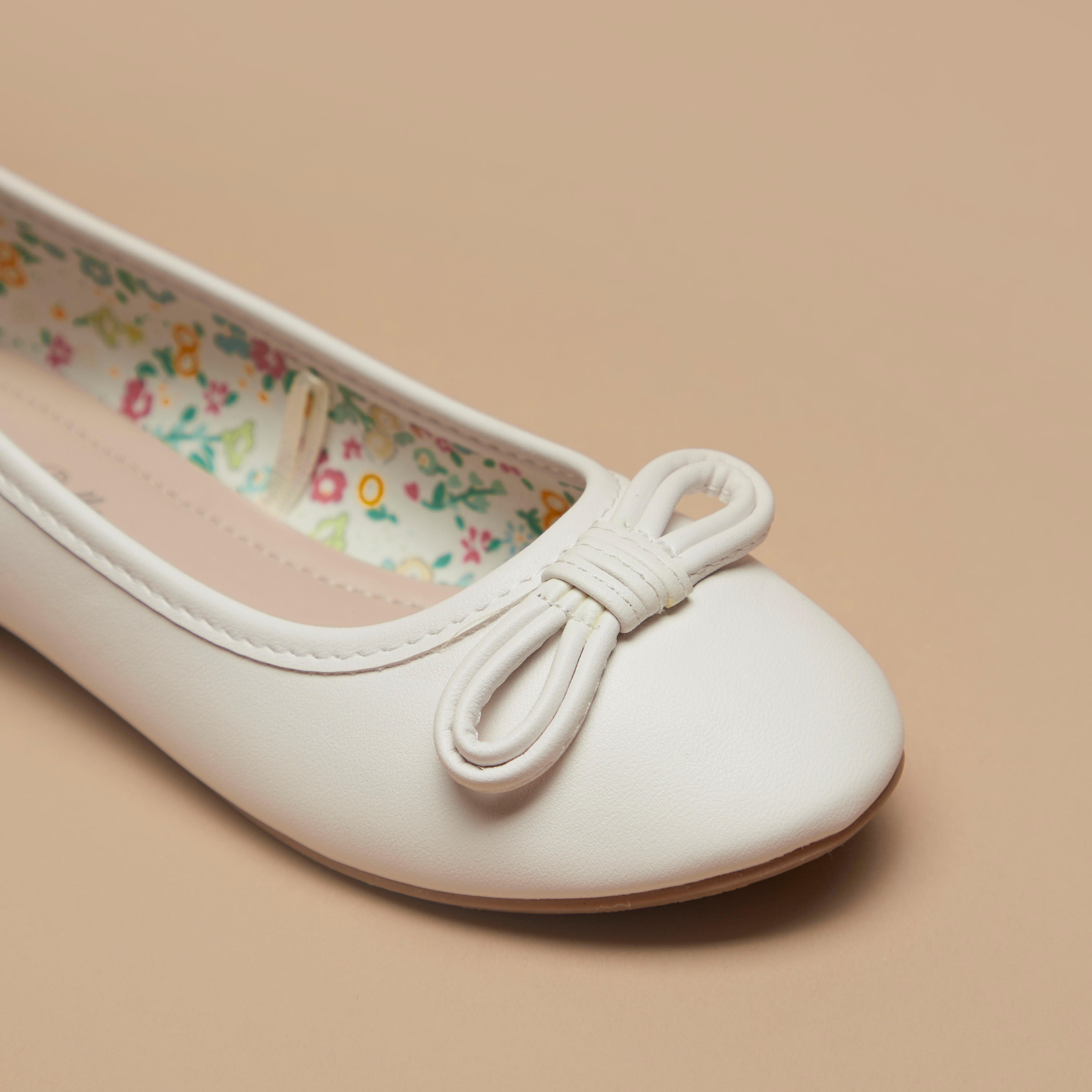 حذاء باليرينا سادة سهل الارتداء مزين بفيونكة من فلورا بيلا-girls-shoes-ballerinas-image-4