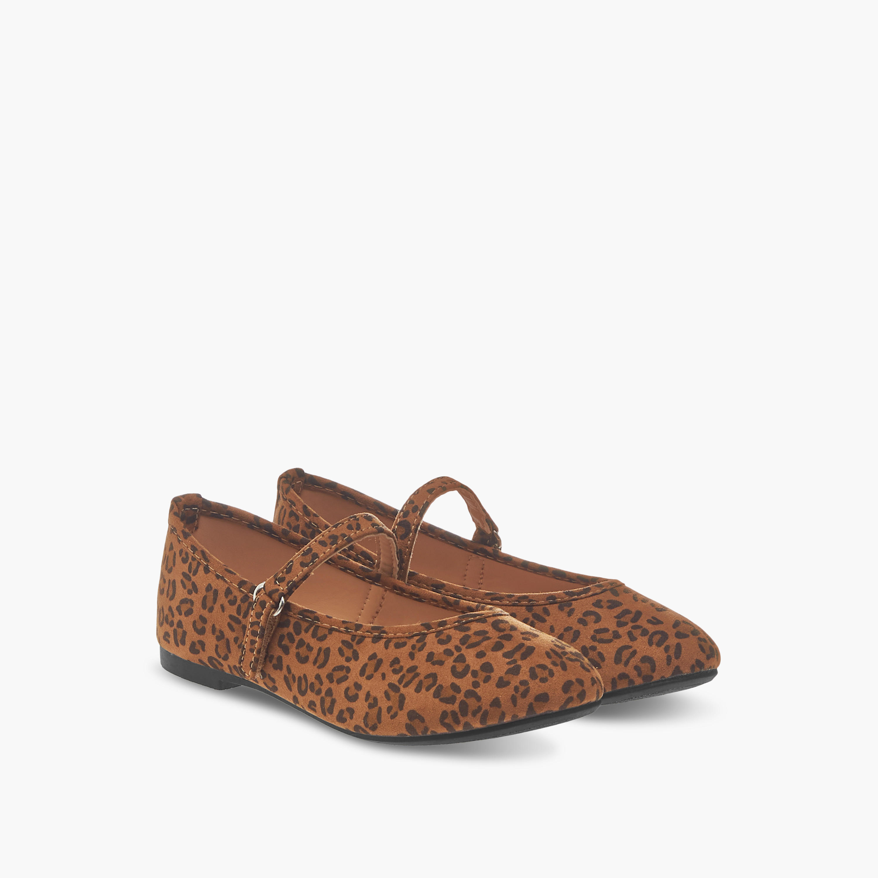 Flora Bella Animal Print Ballerina Shoes with Hook and Loop Closure-girls-shoes-maryjanes-image-1