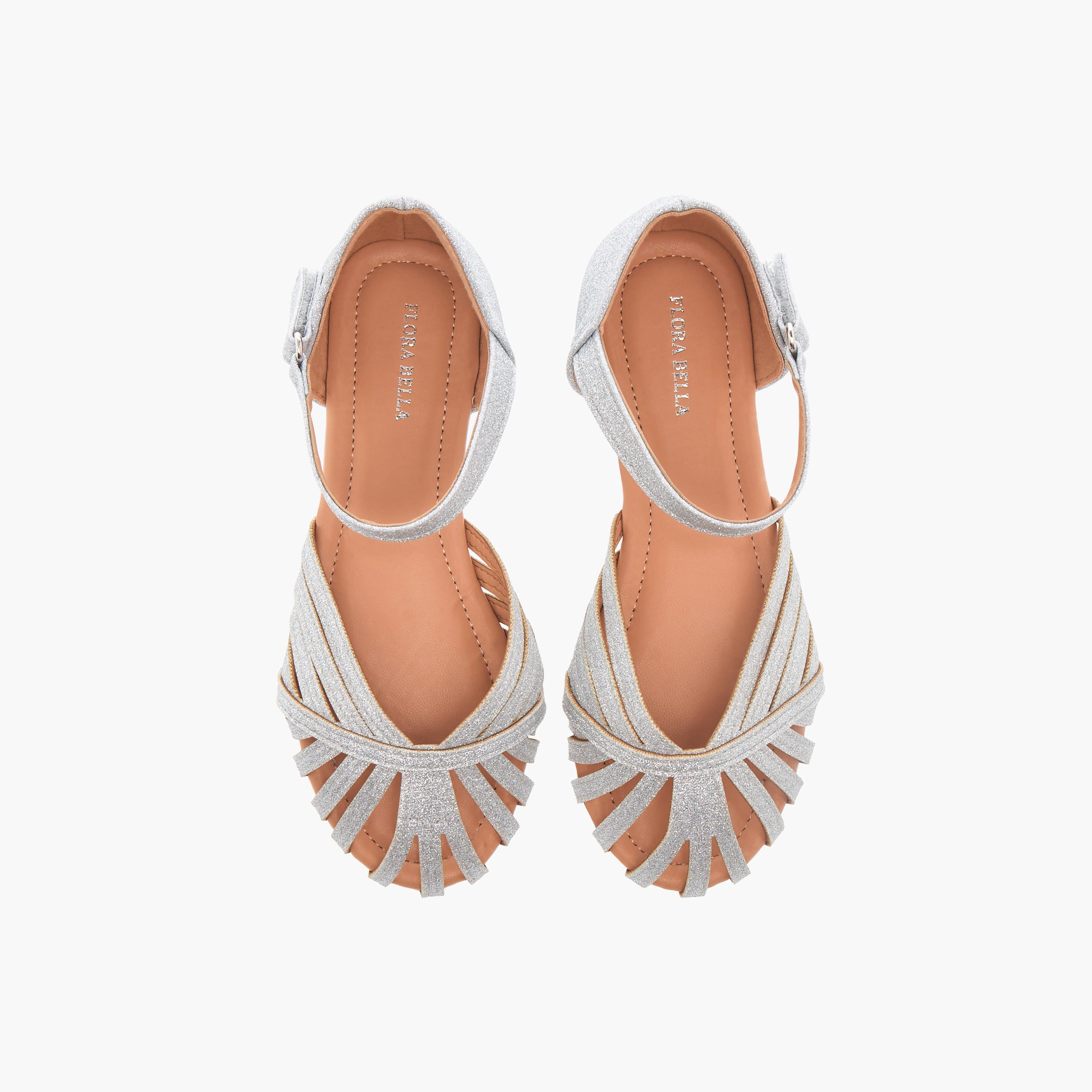 Flora Bella Strap Detail Ballerina Shoes with Hook and Loop Closure-girls-shoes-ballerinas-image-1