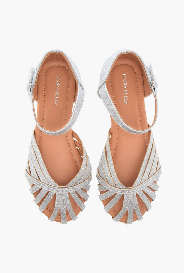 Flora Bella Strap Detail Ballerina Shoes with Hook and Loop Closure-girls-shoes-ballerinas-image-1