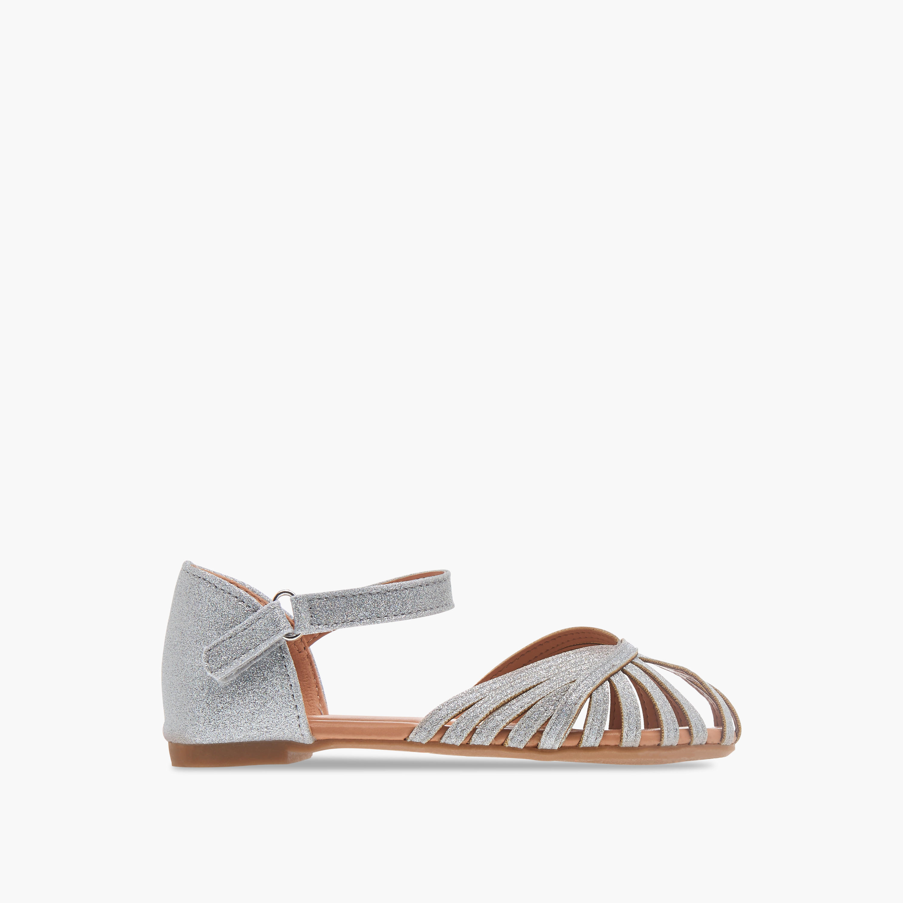 Flora Bella Strap Detail Ballerina Shoes with Hook and Loop Closure-girls-shoes-ballerinas-image-2