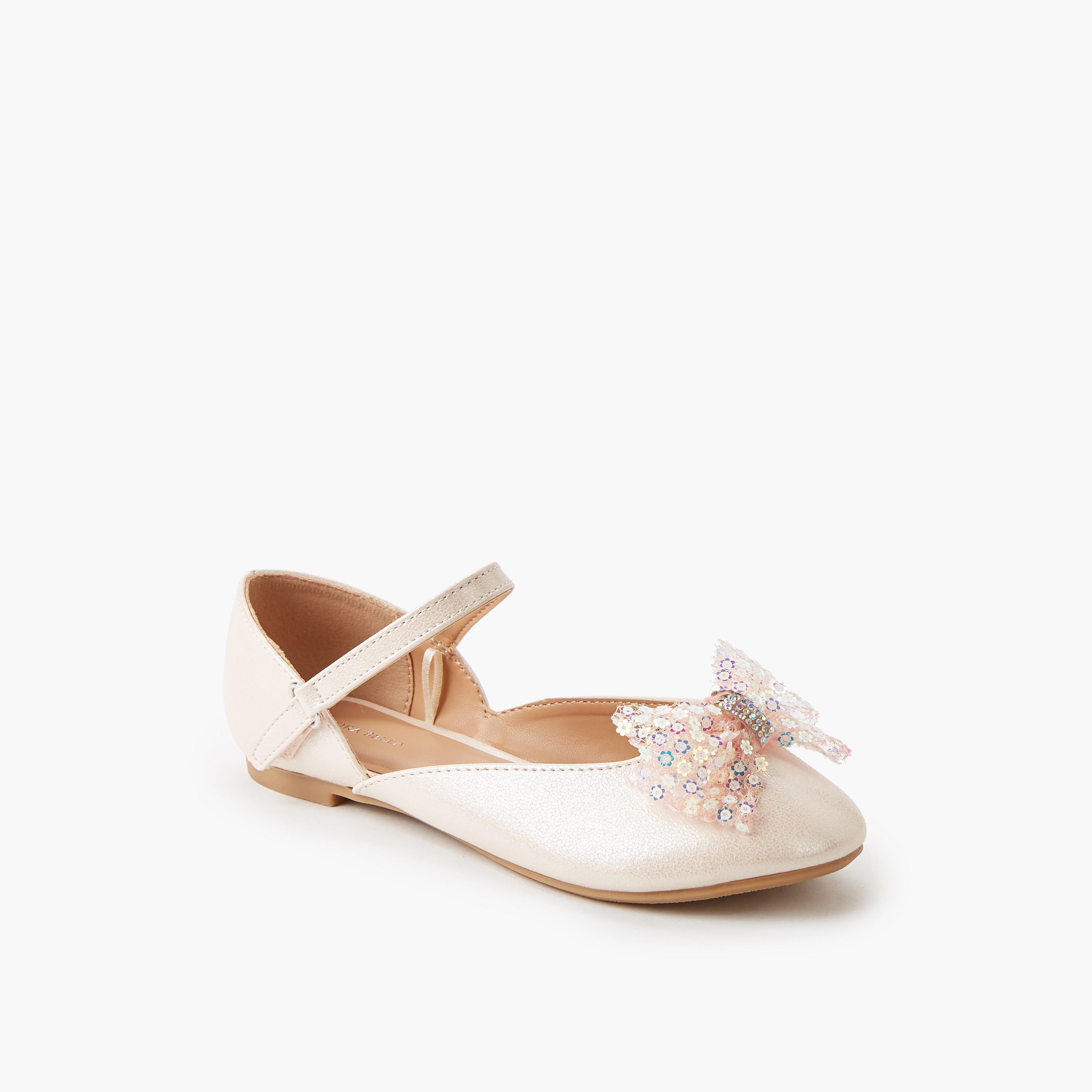 حذاء باليرينا بشريط إغلاق لاصق للبنات من فلورا بيلا-girls-shoes-ballerinas-image-2