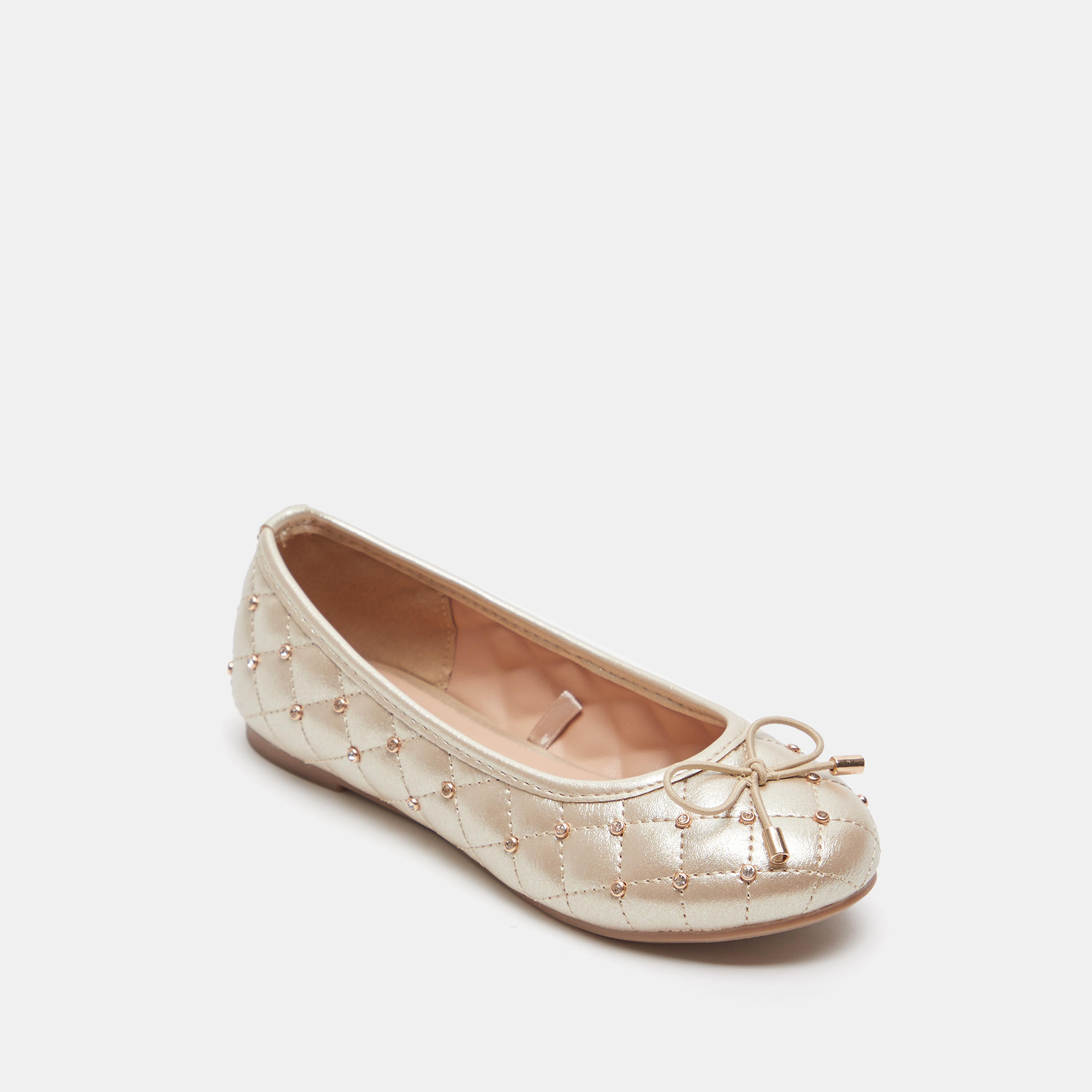 Little Missy Quilted Metallic Ballerinas with Bow Accent-girls-shoes-ballerinas-image-2