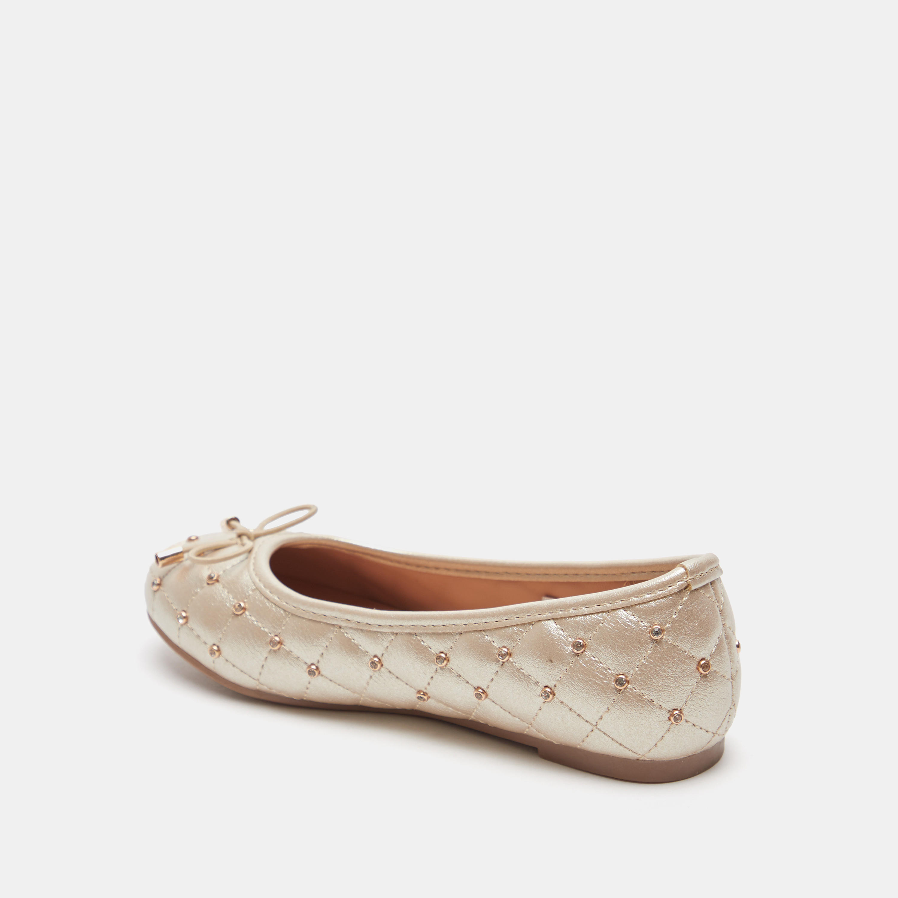 Little Missy Quilted Metallic Ballerinas with Bow Accent-girls-shoes-ballerinas-image-3