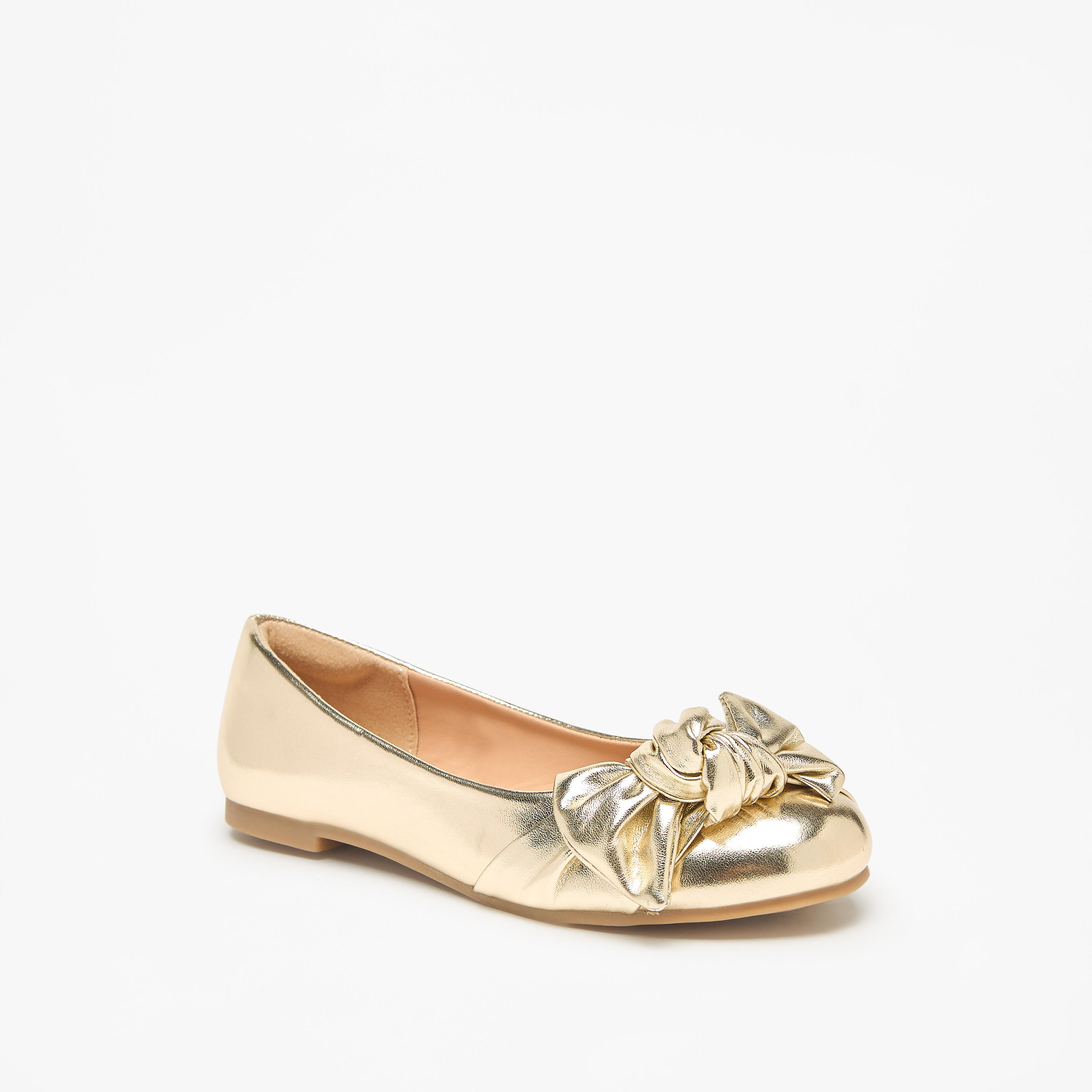 حذاء باليرينا سهل الارتداء بمقدمة مستديرة وتفاصيل فيونكة من ليتل ميسي-girls-shoes-ballerinas-image-6