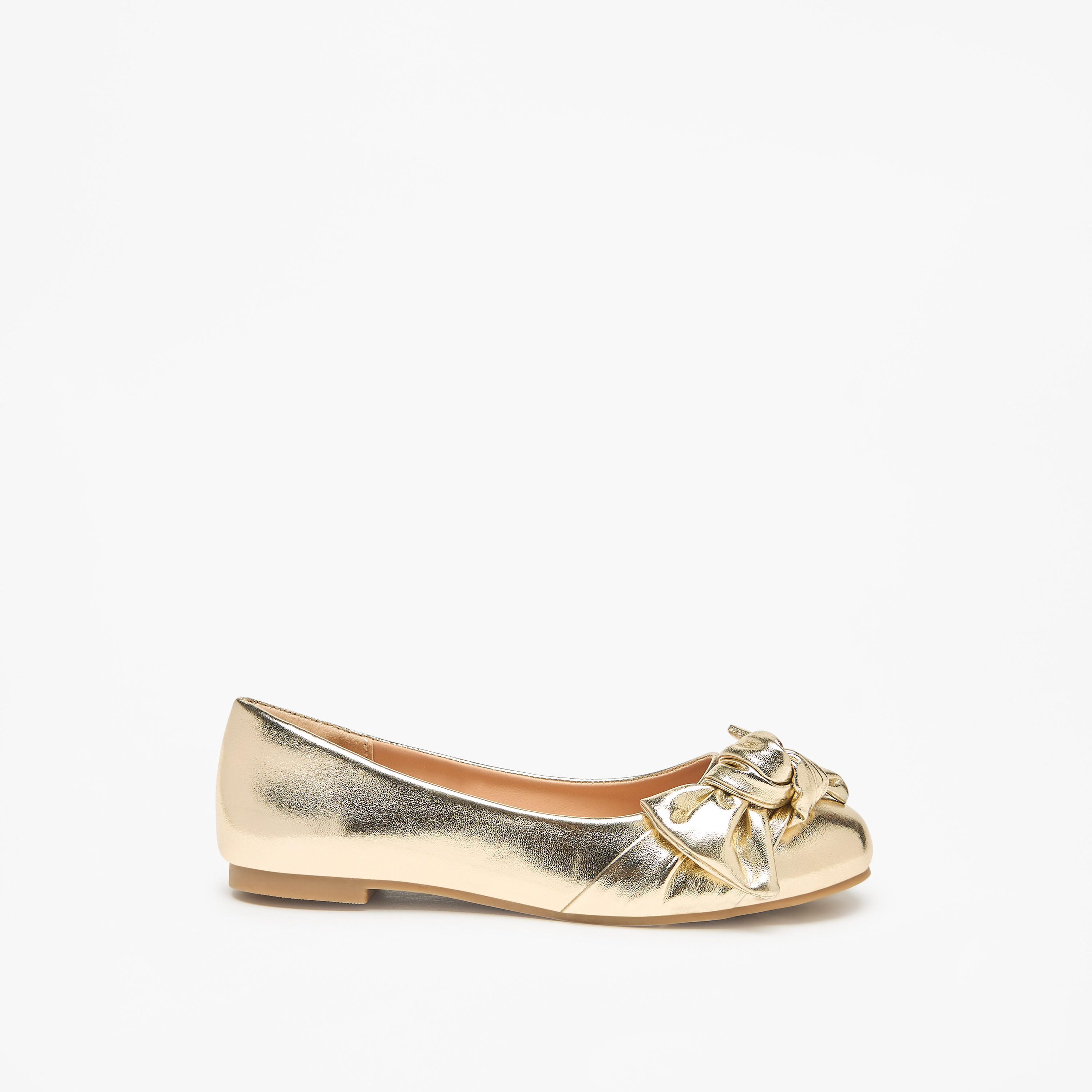 حذاء باليرينا سهل الارتداء بمقدمة مستديرة وتفاصيل فيونكة من ليتل ميسي-girls-shoes-ballerinas-image-8