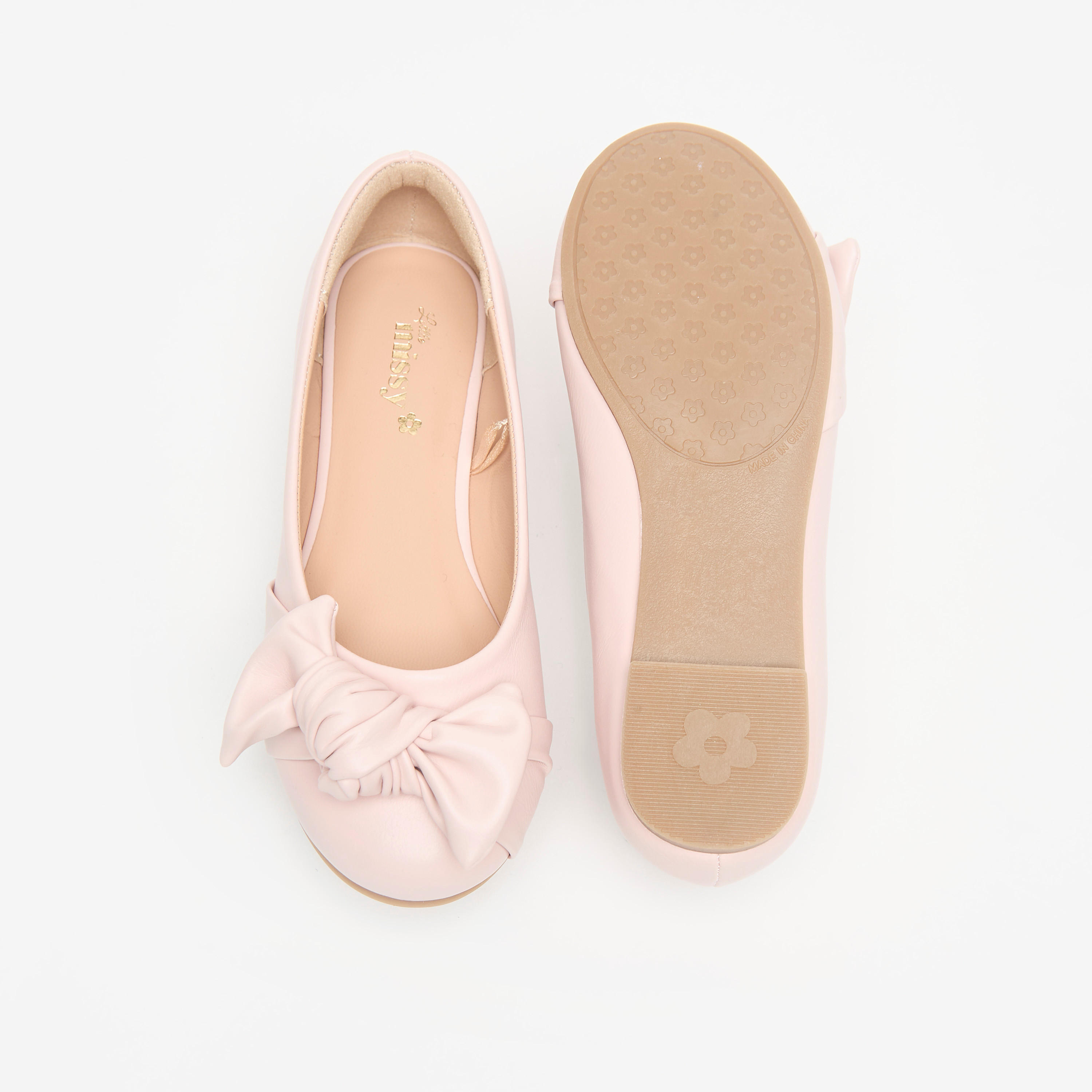حذاء باليرينا سهل الارتداء بمقدمة مستديرة وتفاصيل فيونكة من ليتل ميسي-girls-shoes-ballerinas-image-14