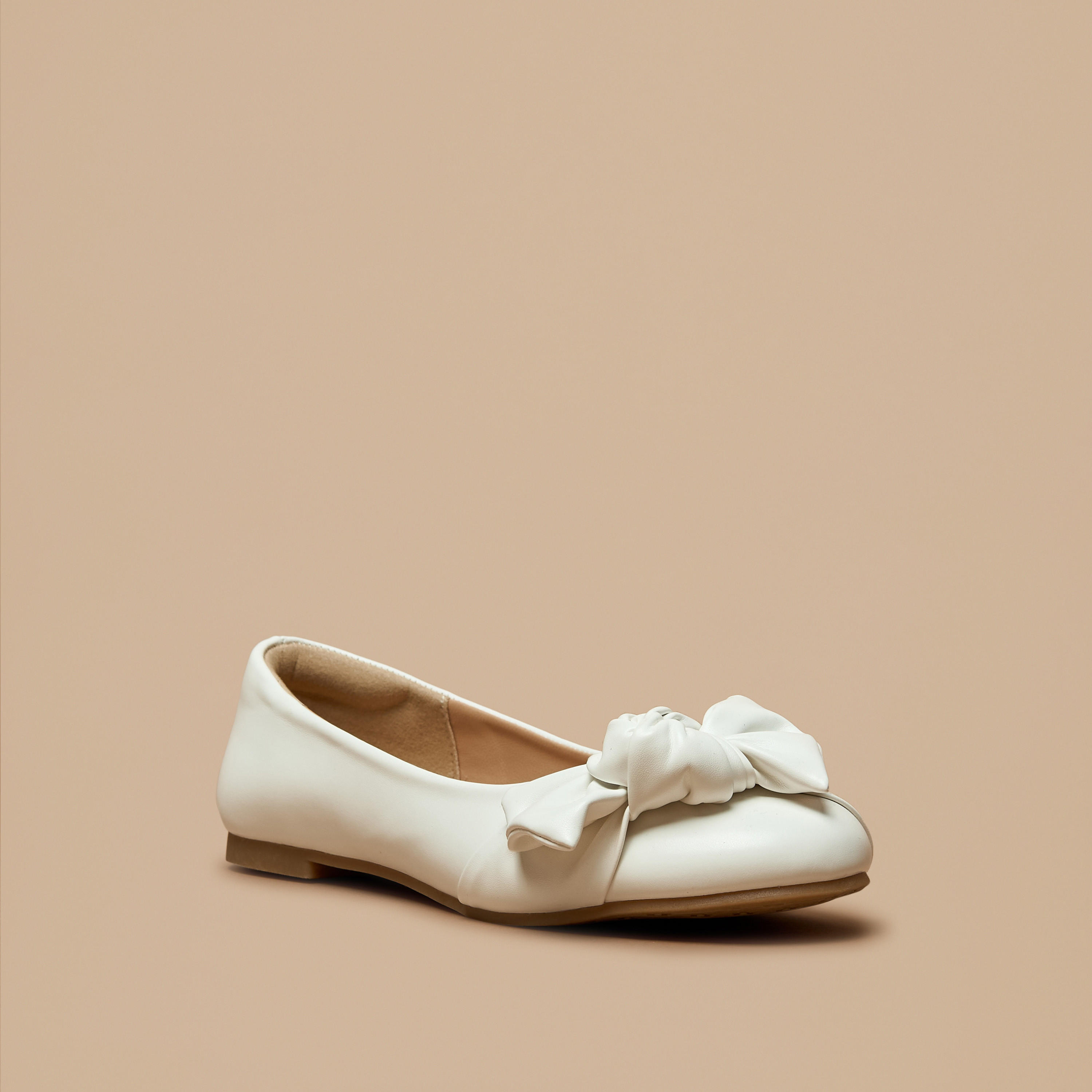 حذاء باليرينا سهل الارتداء بمقدمة مستديرة وتفاصيل فيونكة من ليتل ميسي-girls-shoes-ballerinas-image-1
