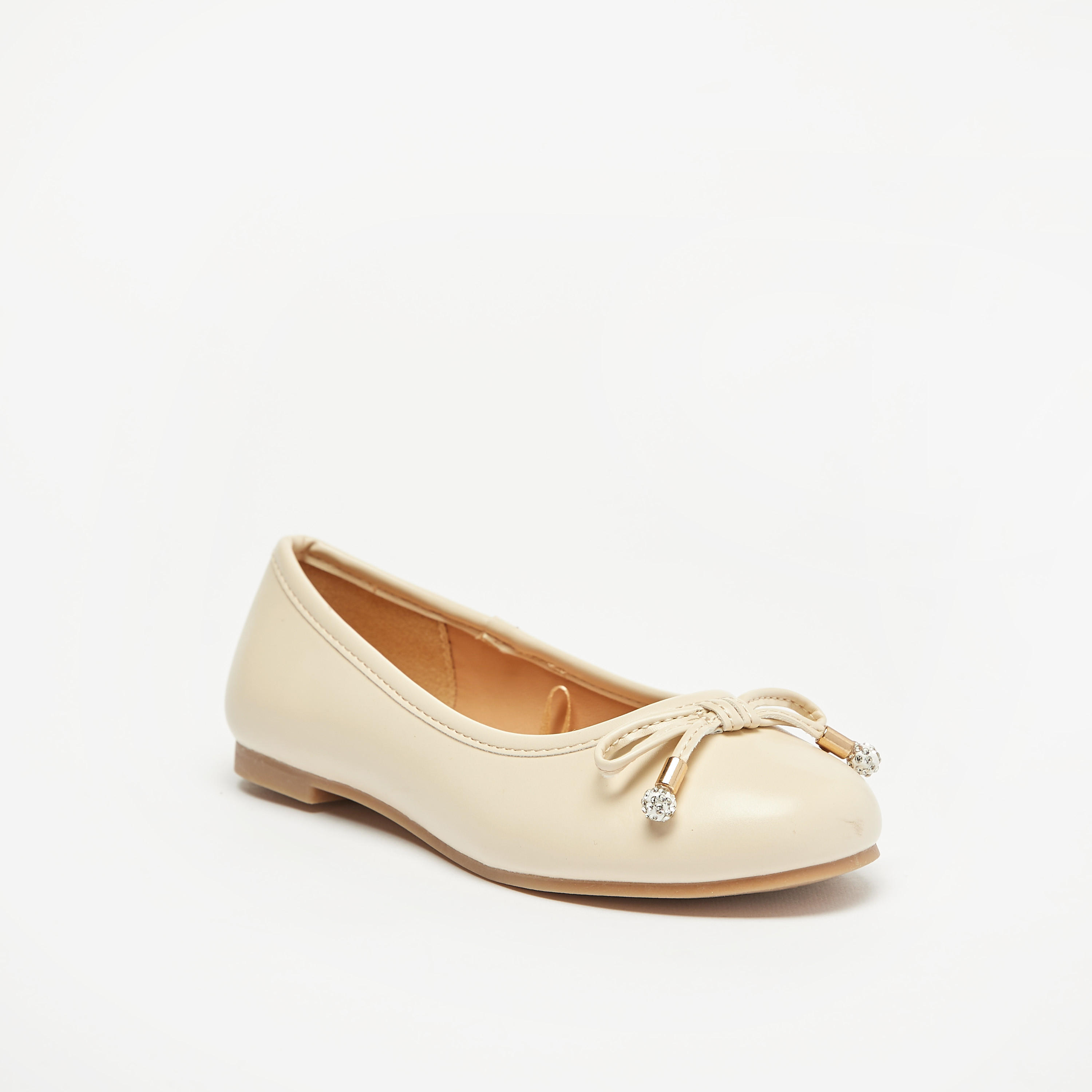 حذاء باليرينا سادة بمقدمة مستديرة وزينة فيونكة من ليتل ميسي-girls-shoes-ballerinas-image-6