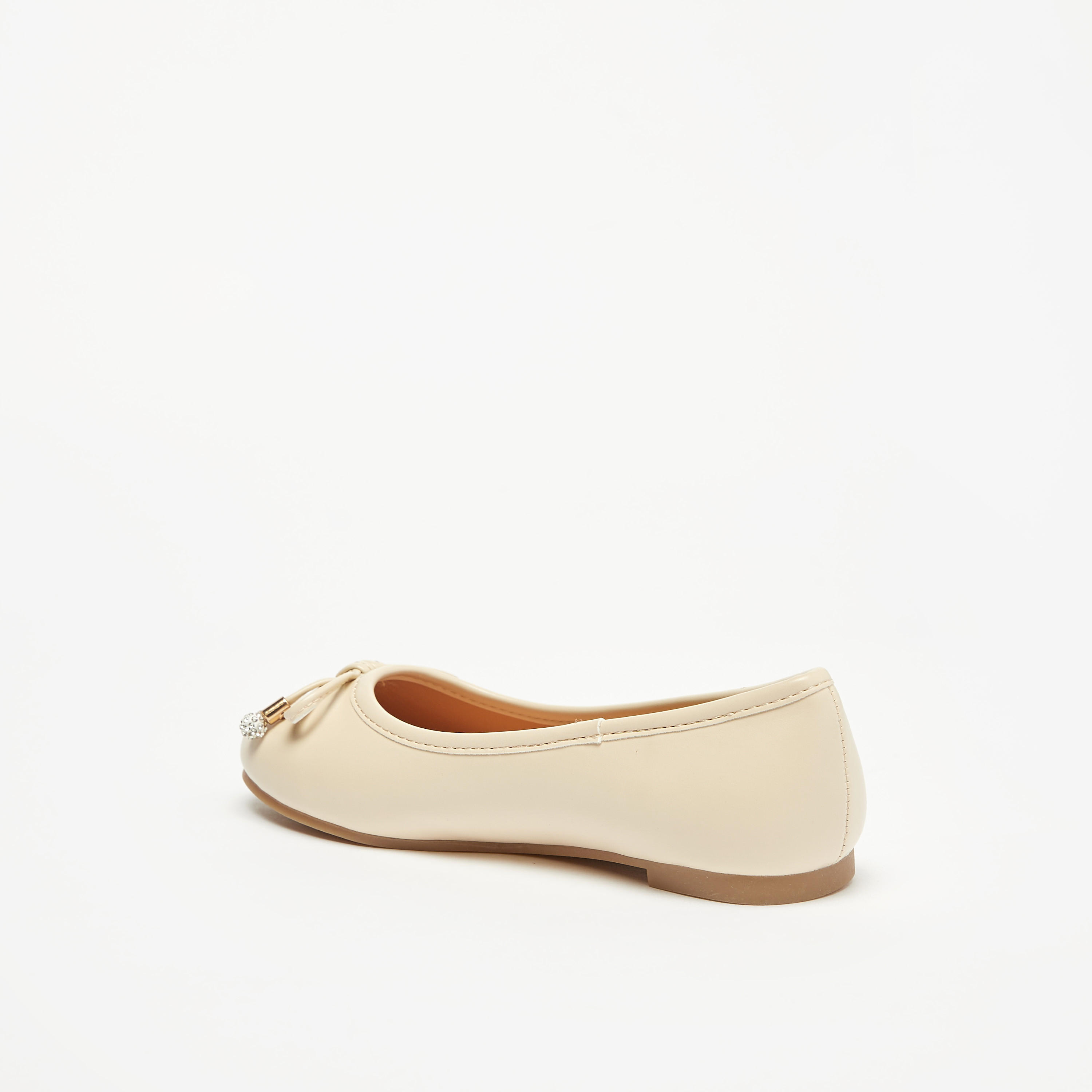حذاء باليرينا سادة بمقدمة مستديرة وزينة فيونكة من ليتل ميسي-girls-shoes-ballerinas-image-7