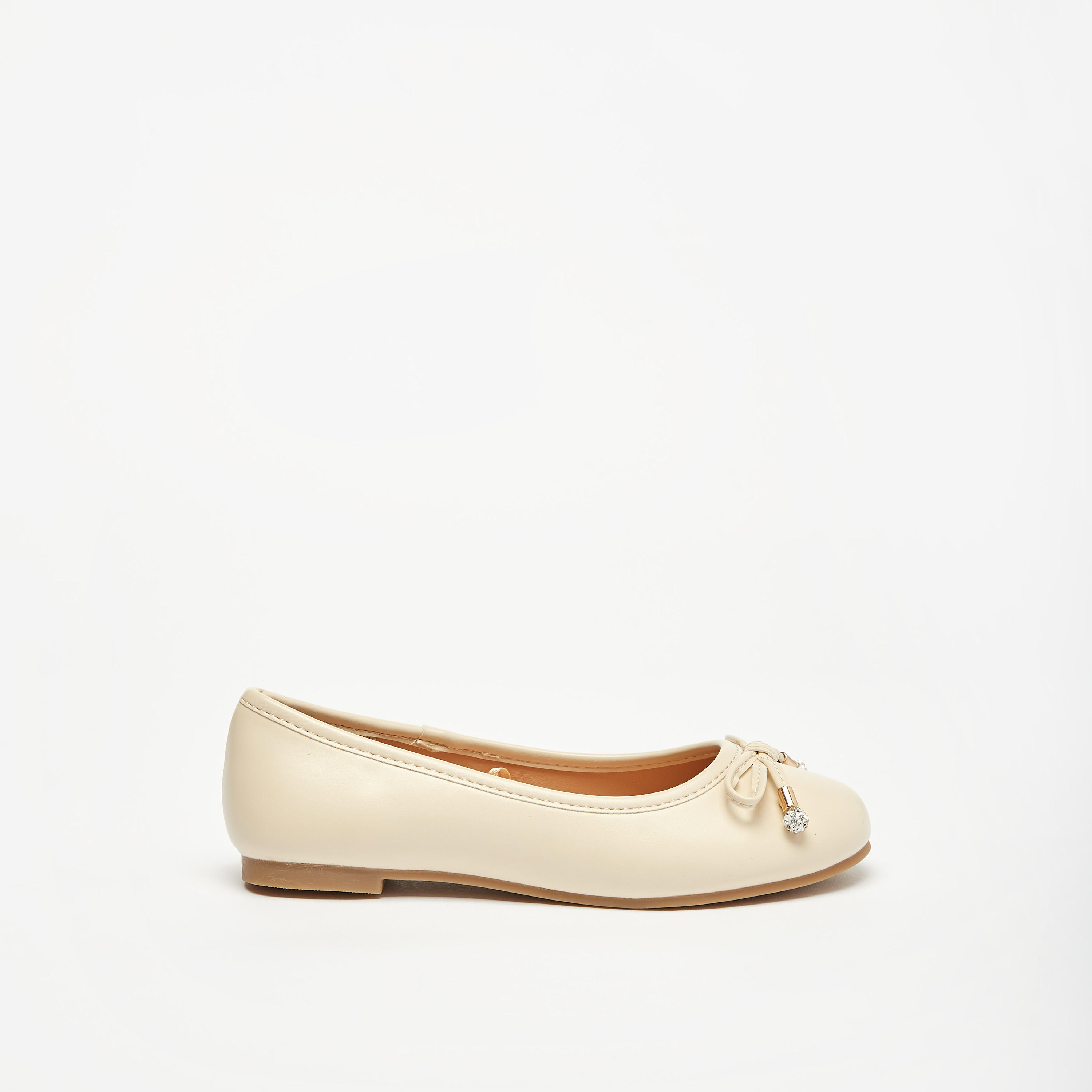حذاء باليرينا سادة بمقدمة مستديرة وزينة فيونكة من ليتل ميسي-girls-shoes-ballerinas-image-8