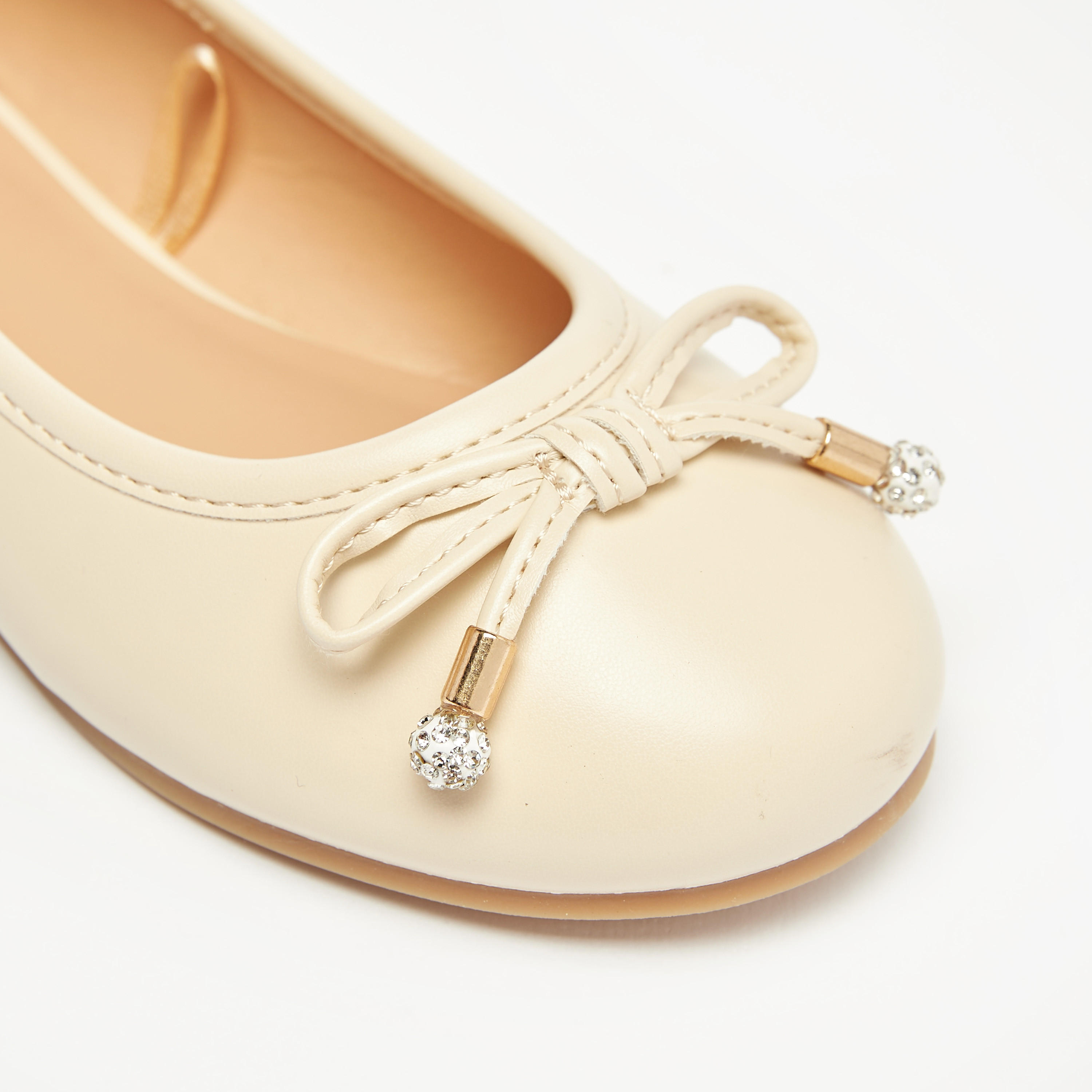حذاء باليرينا سادة بمقدمة مستديرة وزينة فيونكة من ليتل ميسي-girls-shoes-ballerinas-image-10