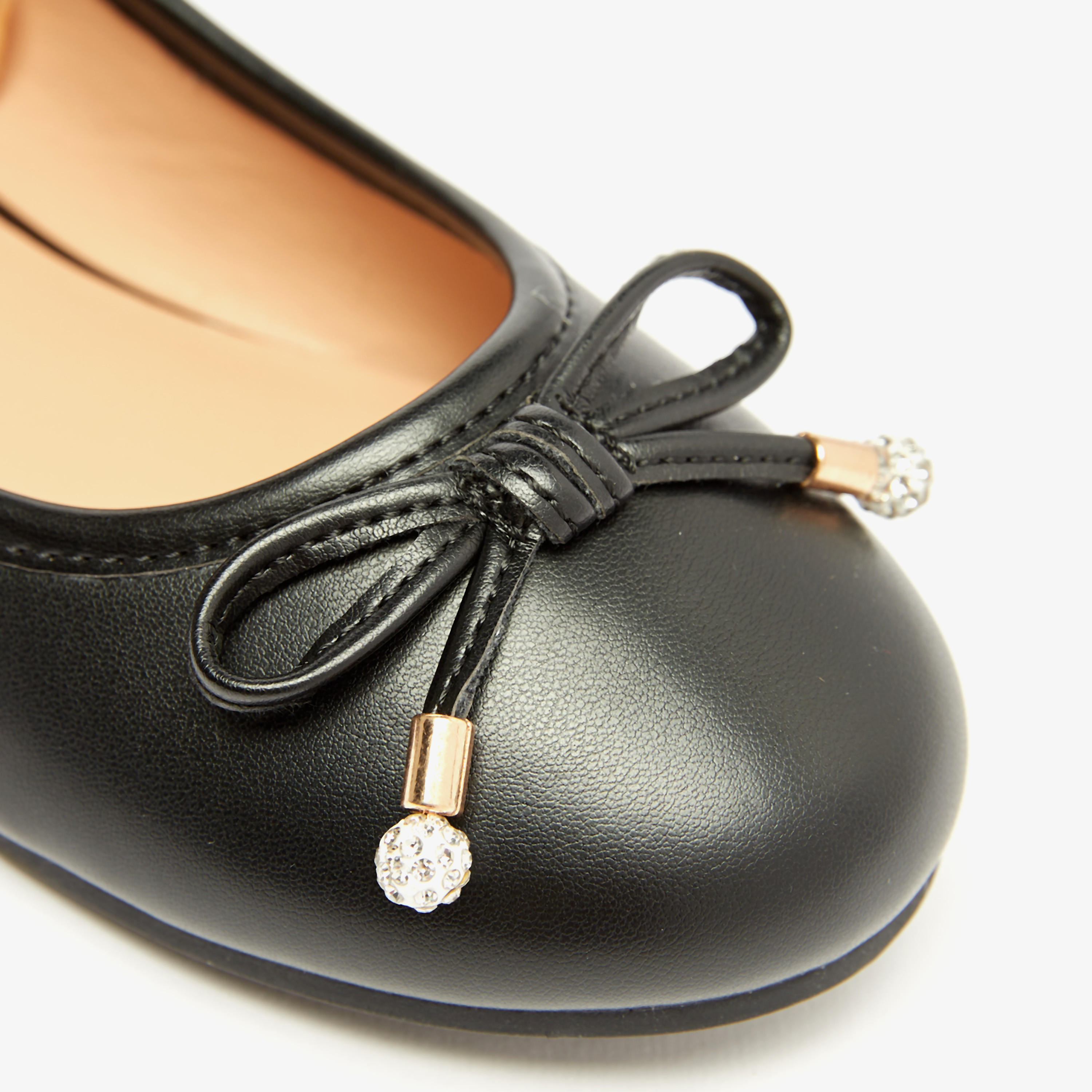 حذاء باليرينا سادة بمقدمة مستديرة وزينة فيونكة من ليتل ميسي-girls-shoes-ballerinas-image-5