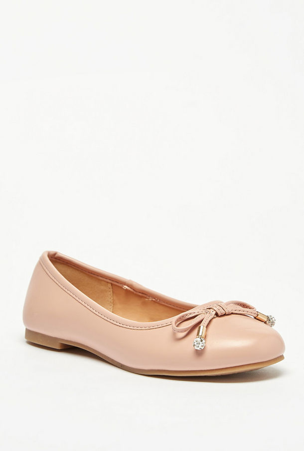 Little Missy Solid Round Toe Ballerina Shoes with Bow Detail-girls-shoes-ballerinas-image-1
