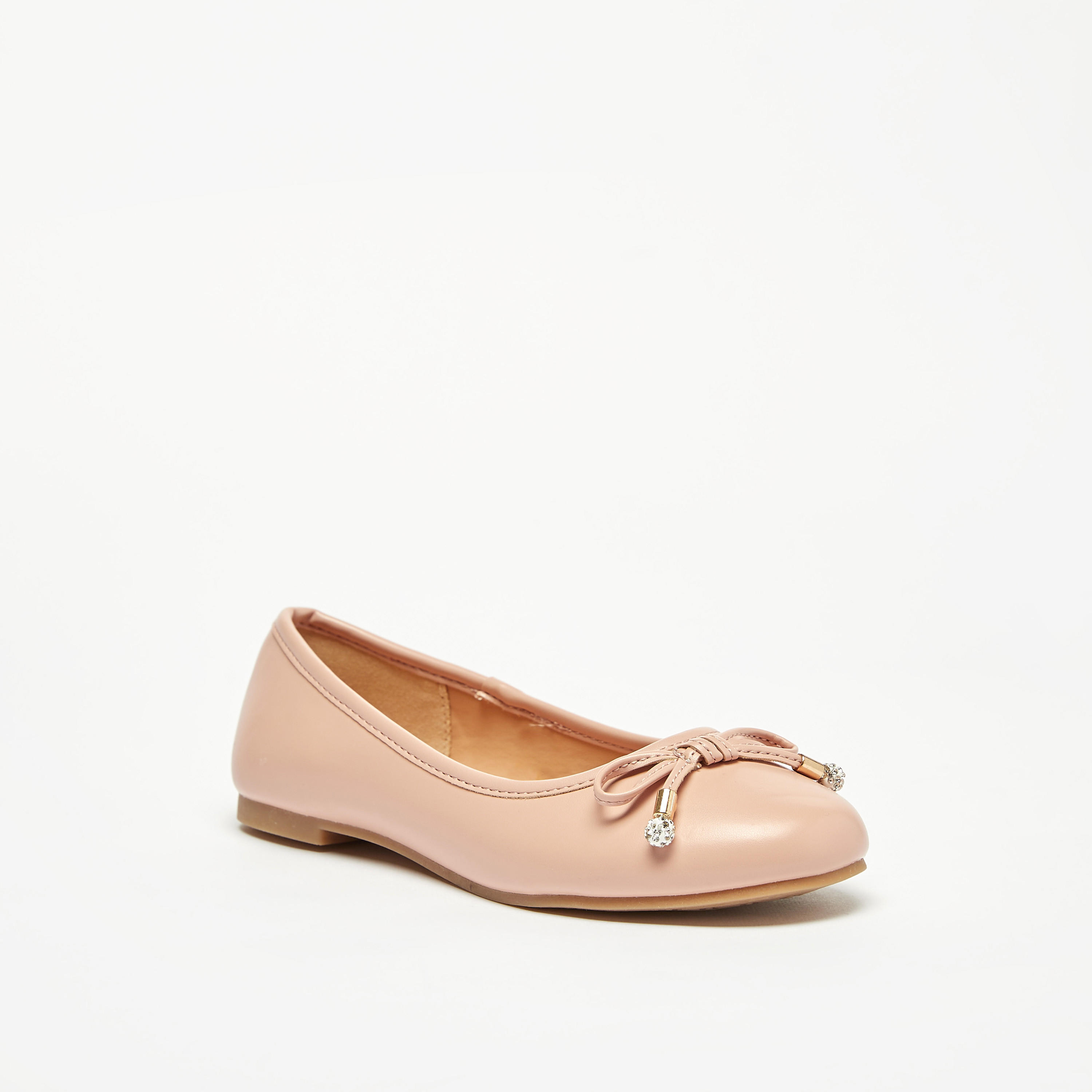 حذاء باليرينا سادة بمقدمة مستديرة وزينة فيونكة من ليتل ميسي-girls-shoes-ballerinas-image-16