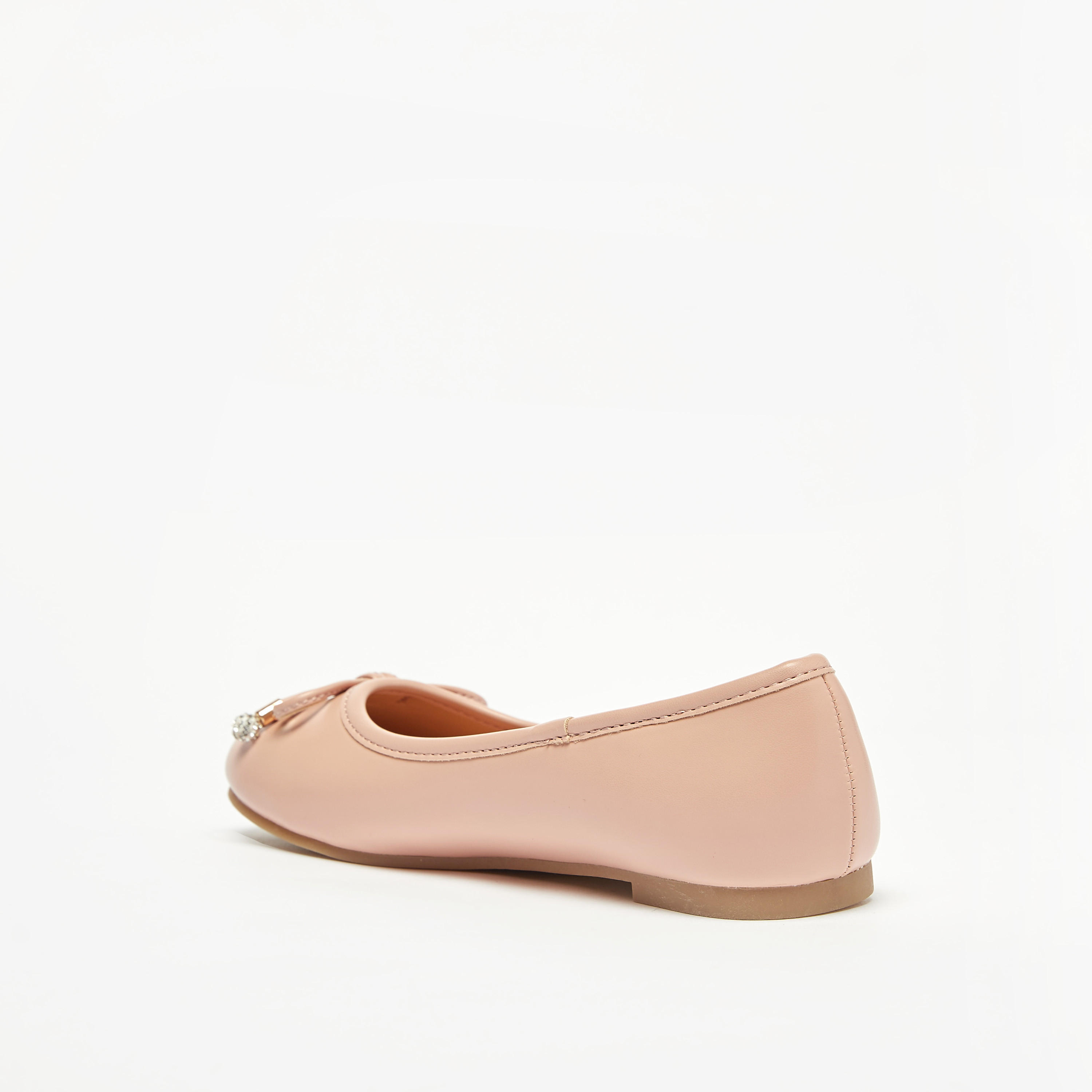 حذاء باليرينا سادة بمقدمة مستديرة وزينة فيونكة من ليتل ميسي-girls-shoes-ballerinas-image-17