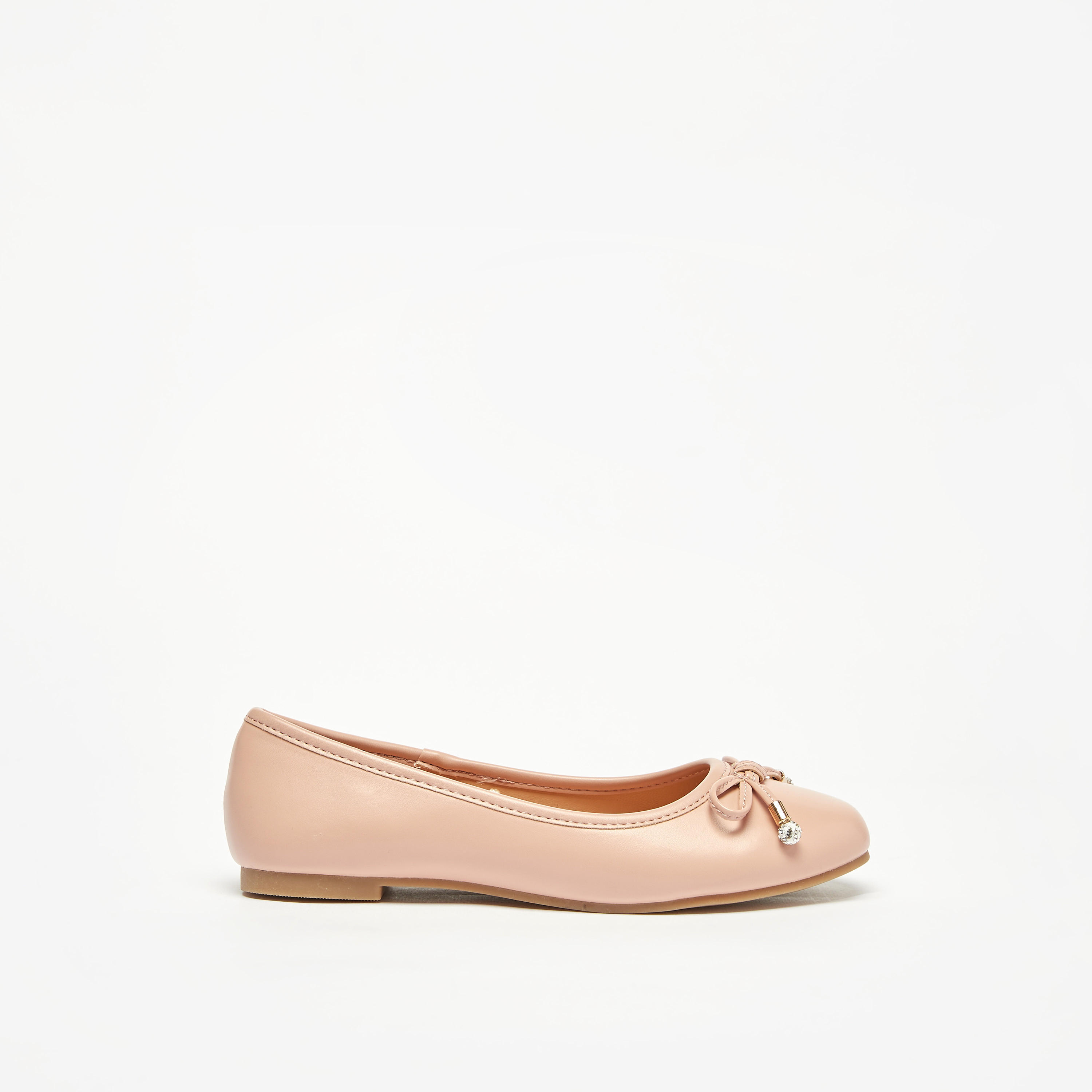 حذاء باليرينا سادة بمقدمة مستديرة وزينة فيونكة من ليتل ميسي-girls-shoes-ballerinas-image-18