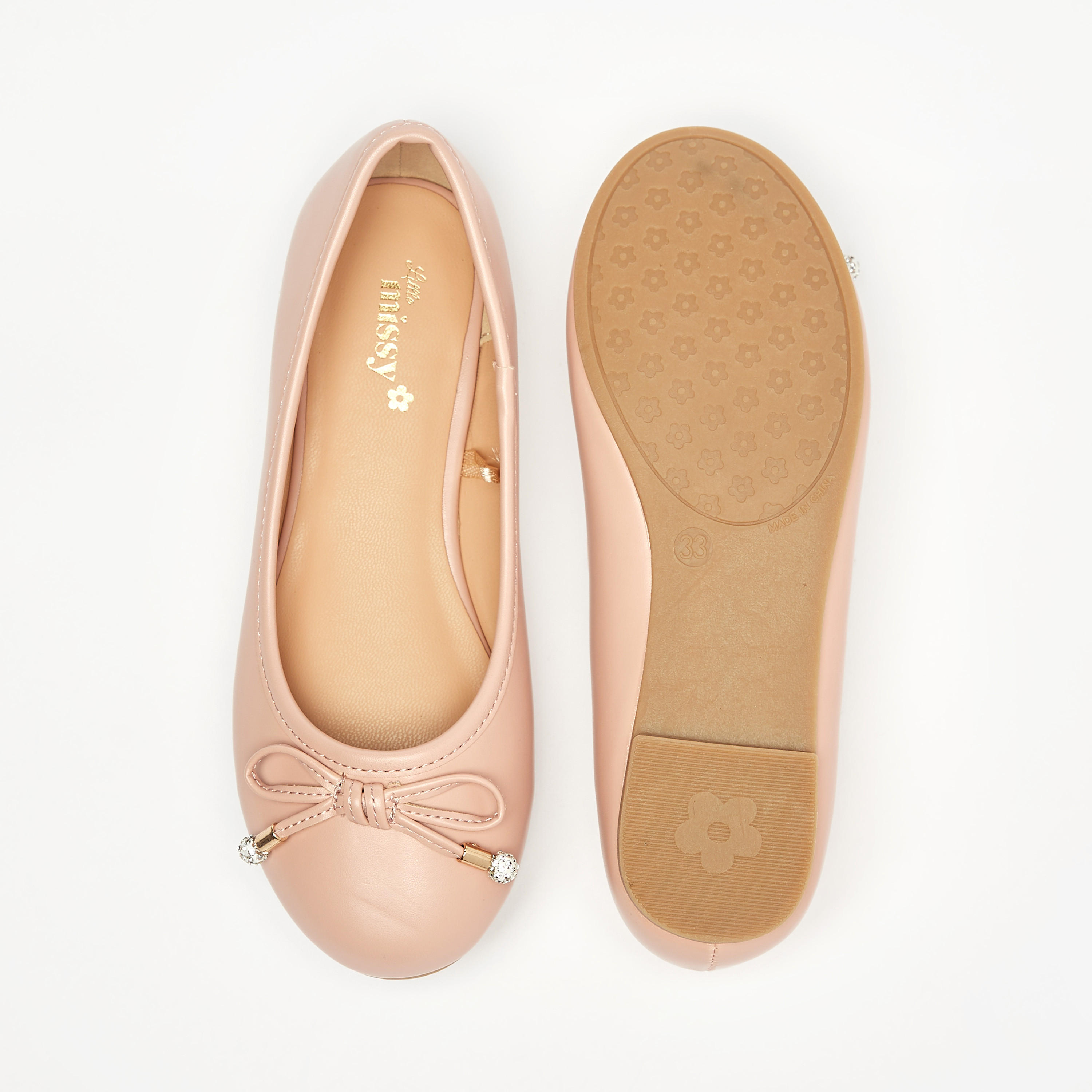 Little Missy Solid Round Toe Ballerina Shoes with Bow Detail-girls-shoes-ballerinas-image-4