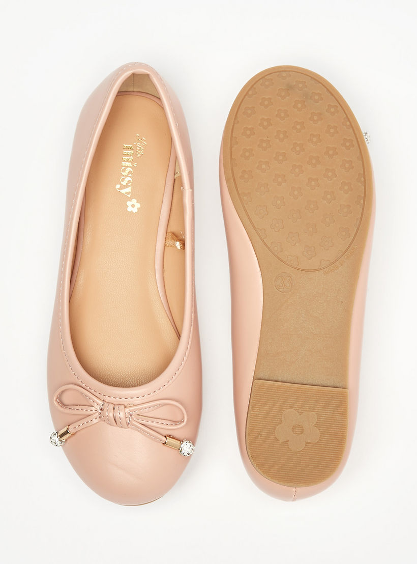 Little Missy Solid Round Toe Ballerina Shoes with Bow Detail-girls-shoes-ballerinas-image-4