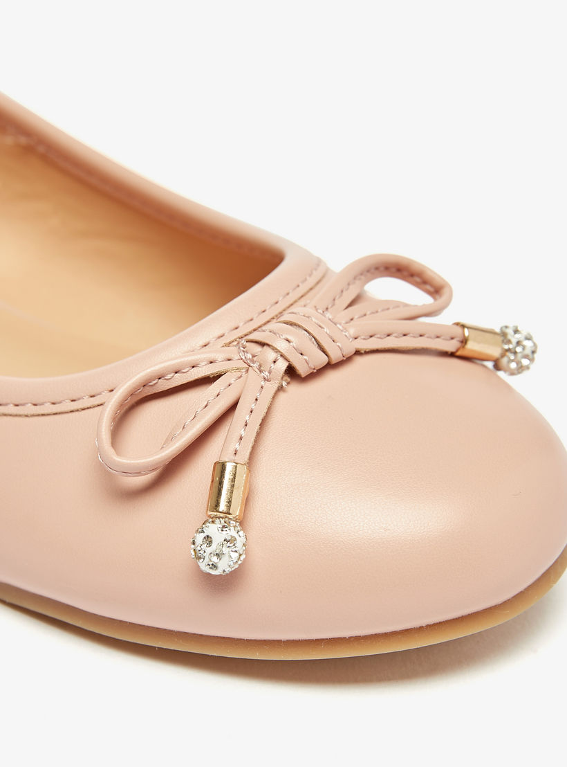 Little Missy Solid Round Toe Ballerina Shoes with Bow Detail-girls-shoes-ballerinas-image-5